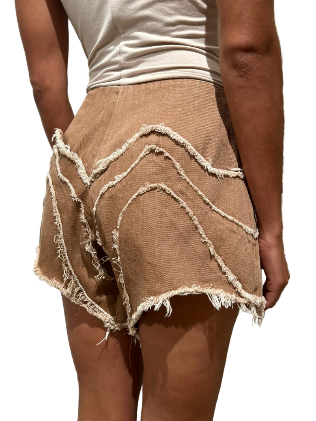 Sand wave denim shorts