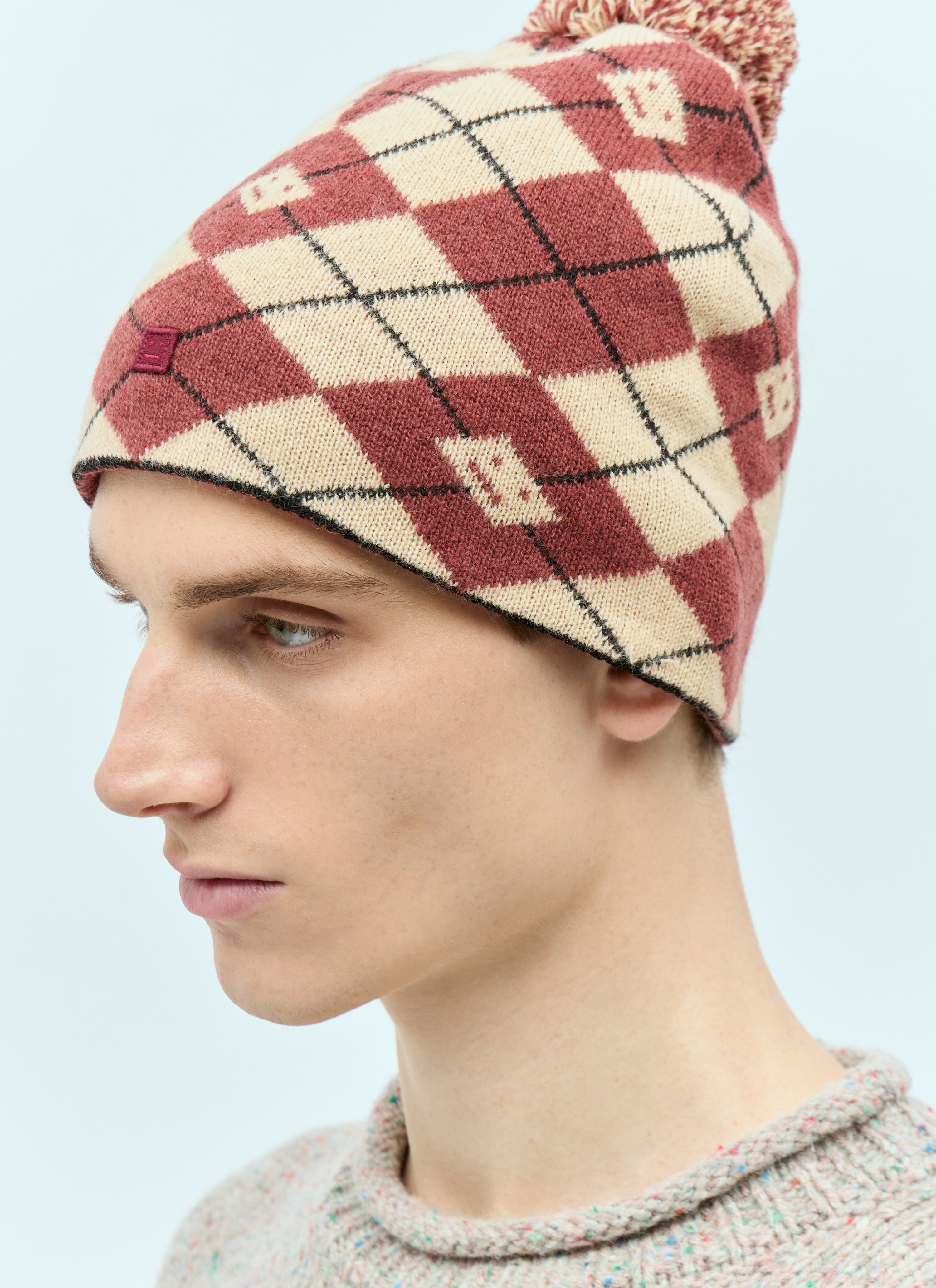Argyle jacquard beanie hat