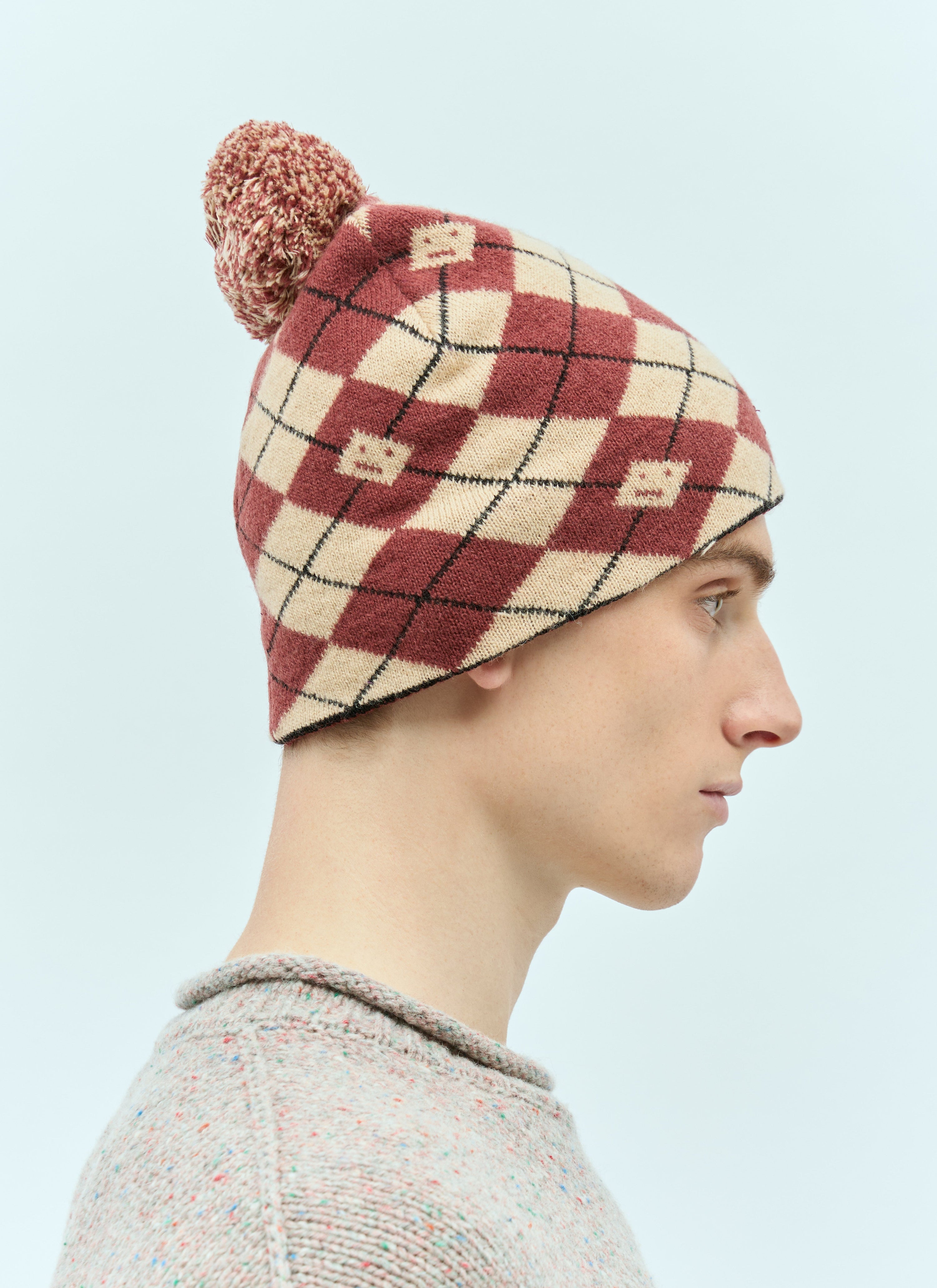 Argyle jacquard beanie hat