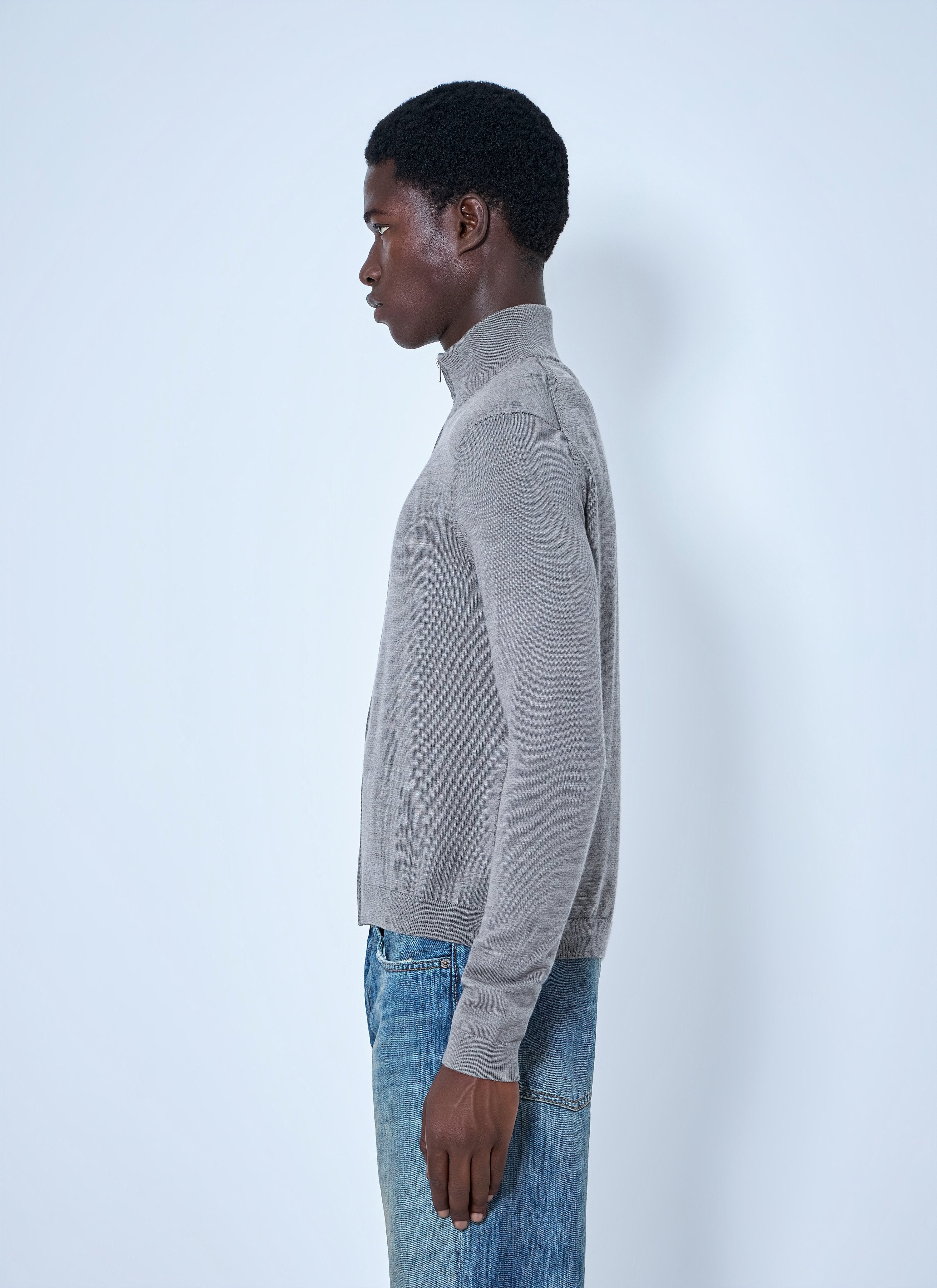 Zip-up bow logo cardigan