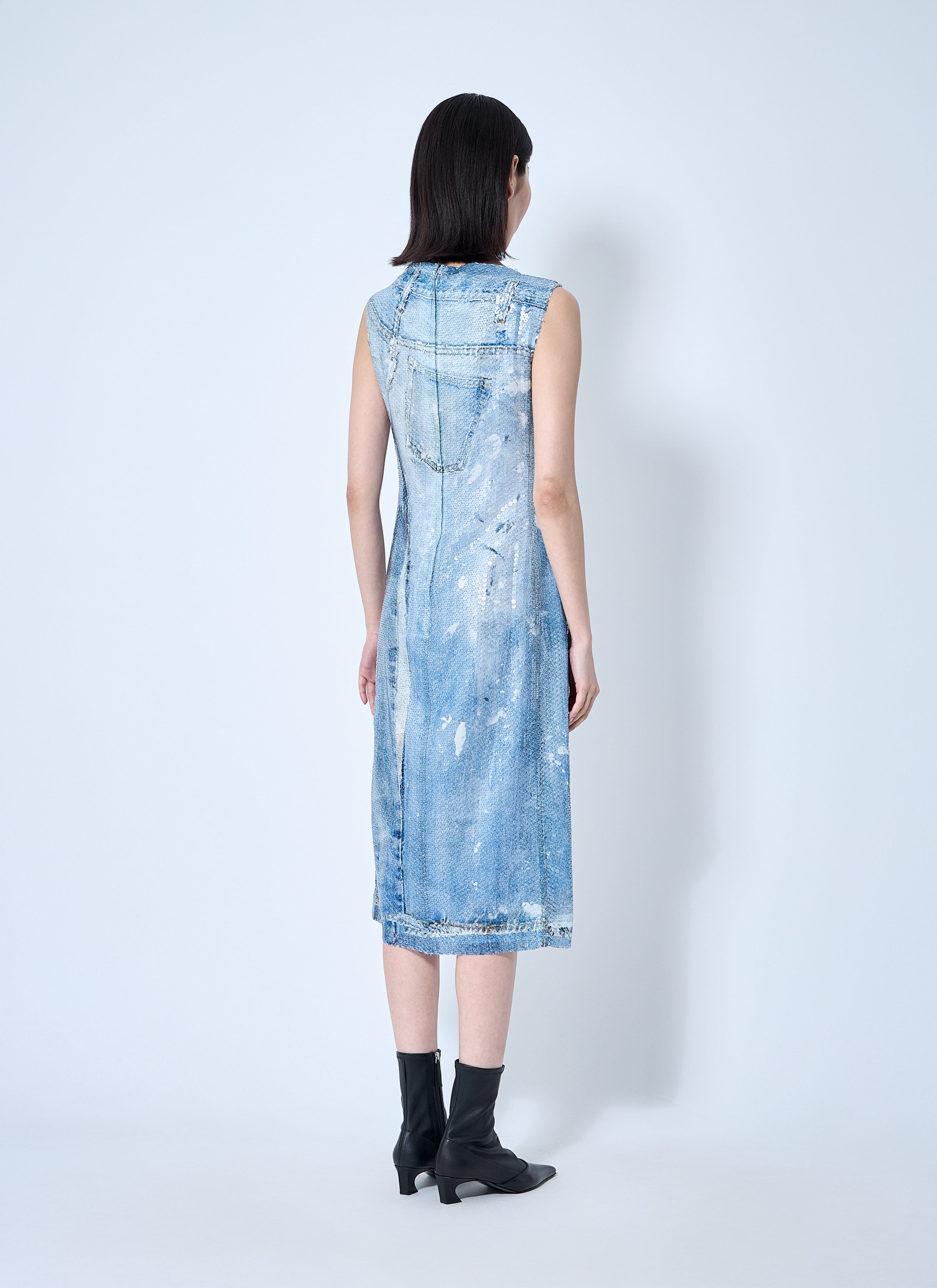Printed sequin midi dress