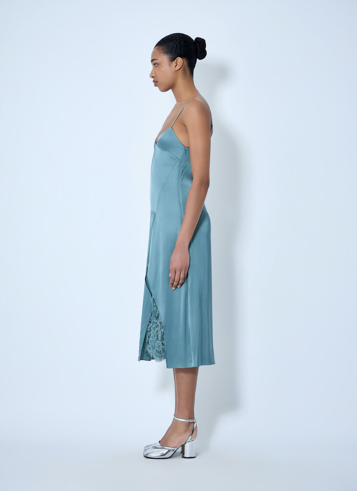 Lace-trimmed slip dress