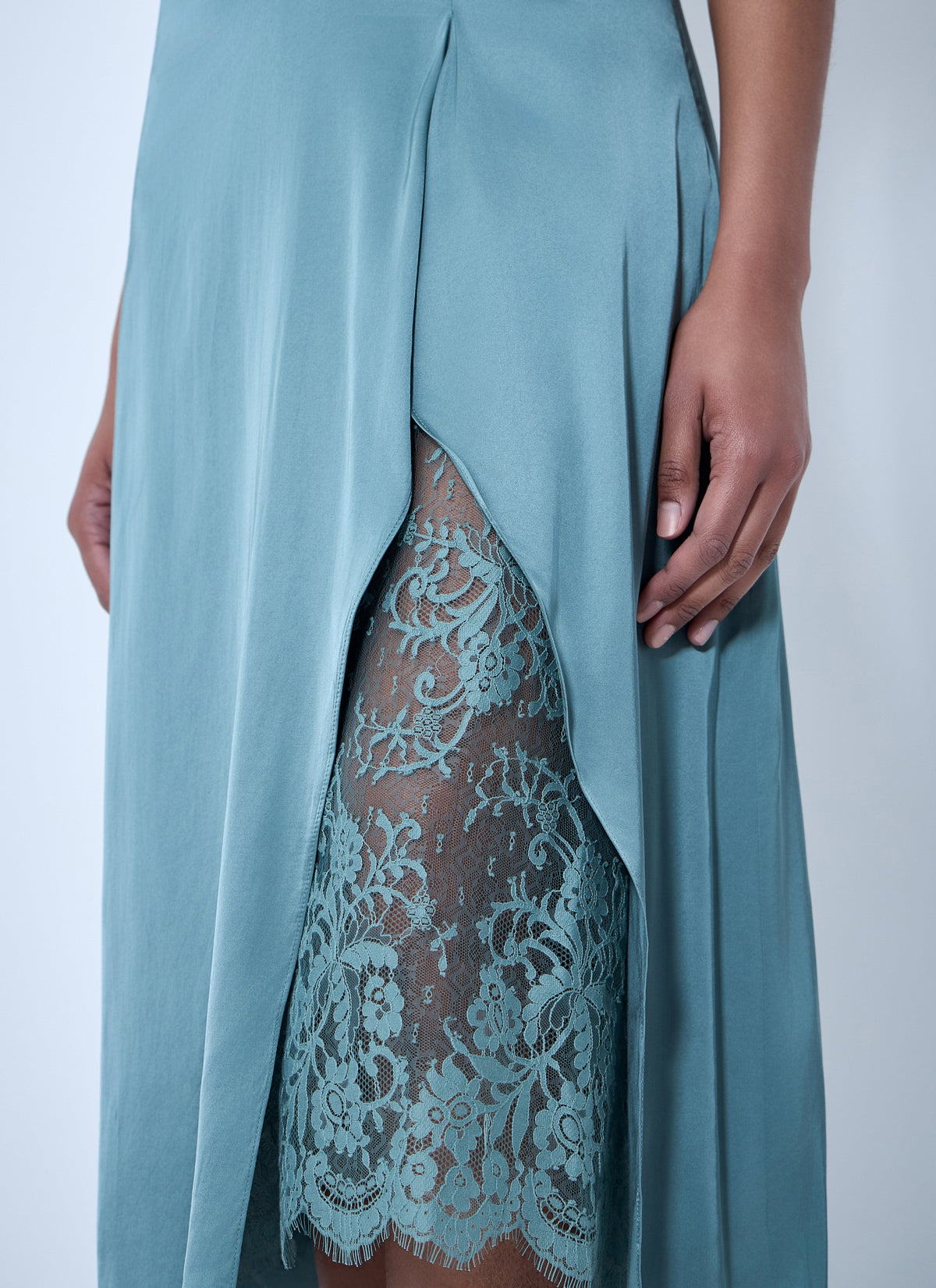 Lace-trimmed slip dress
