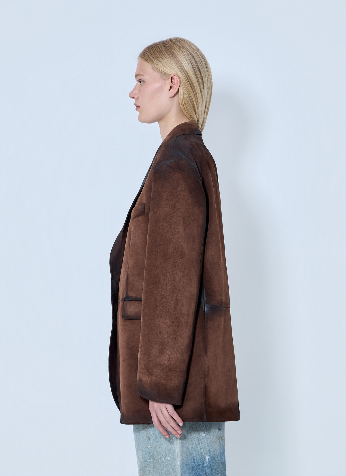 Distressed suede blazer