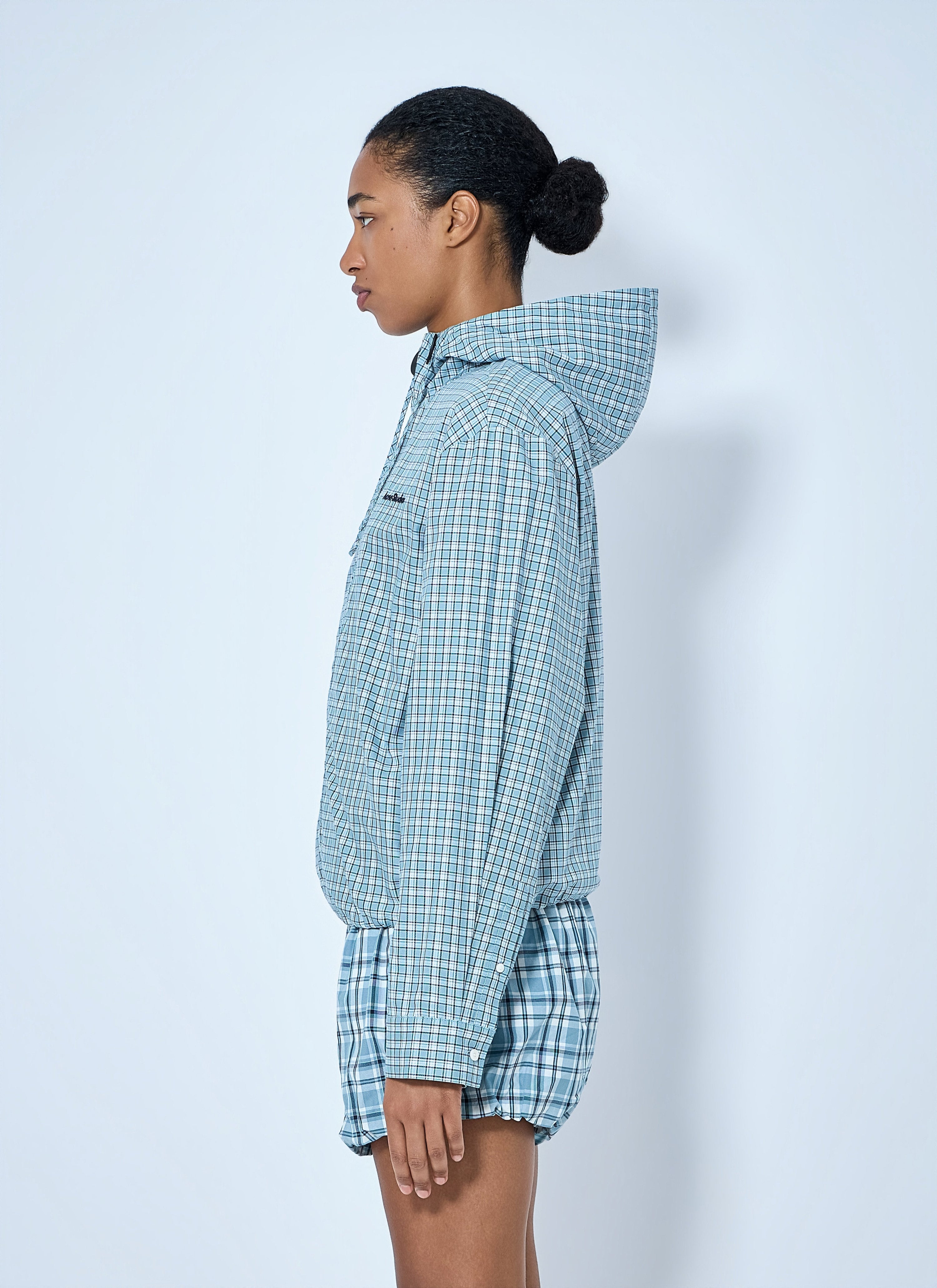 Hooded check jacket