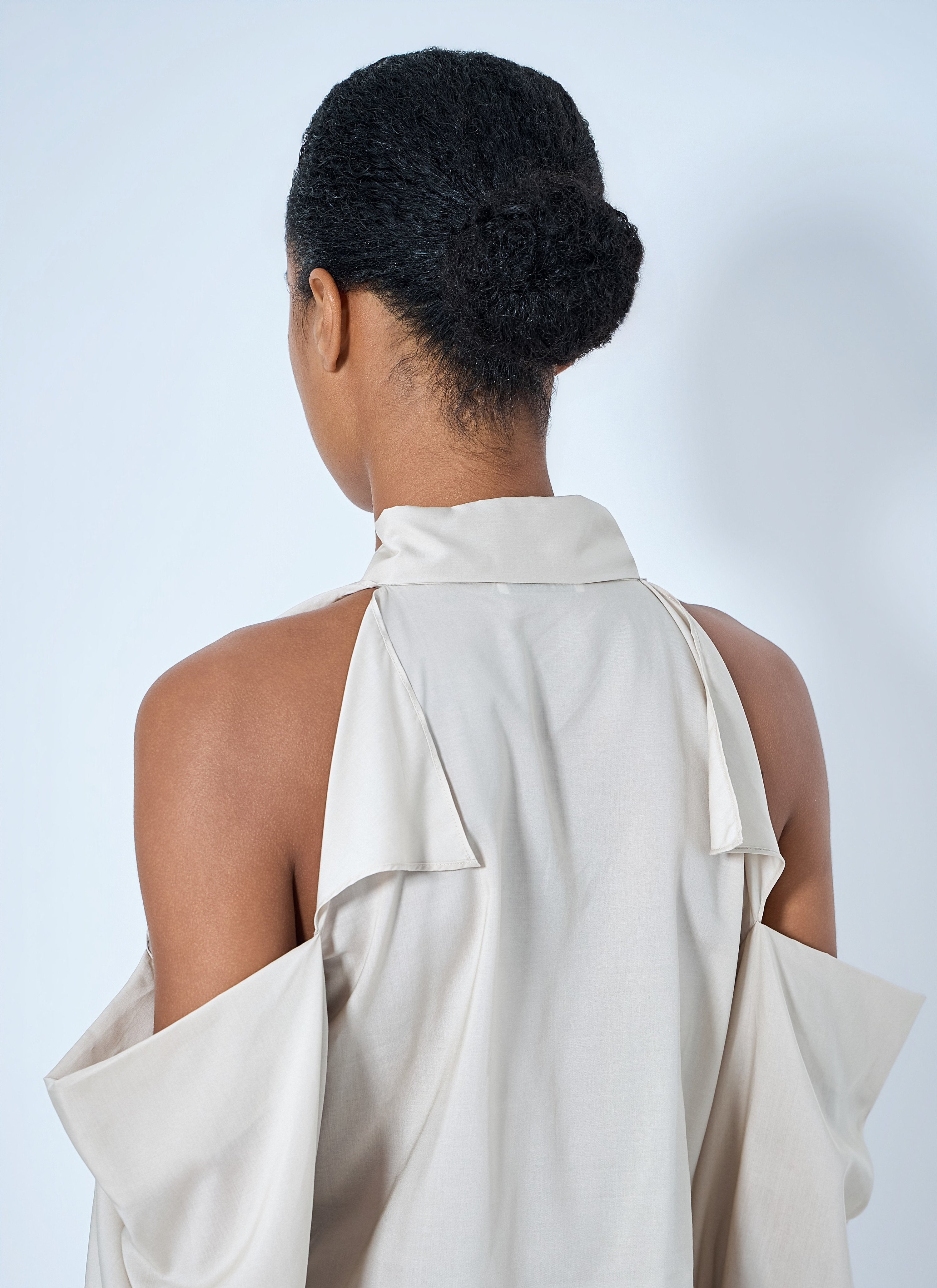 Bow-tie open-shoulder blouse