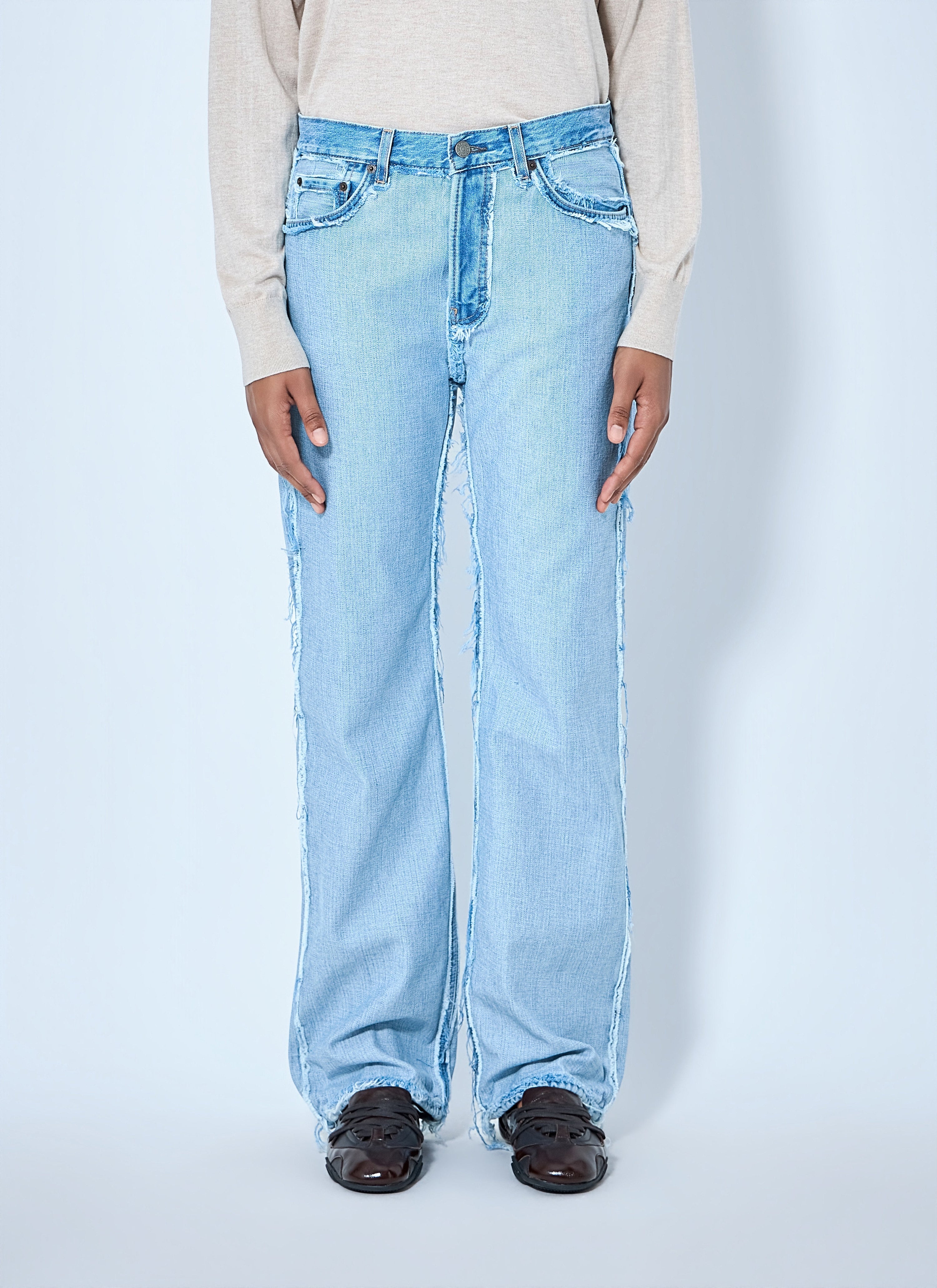 Frayed denim jeans