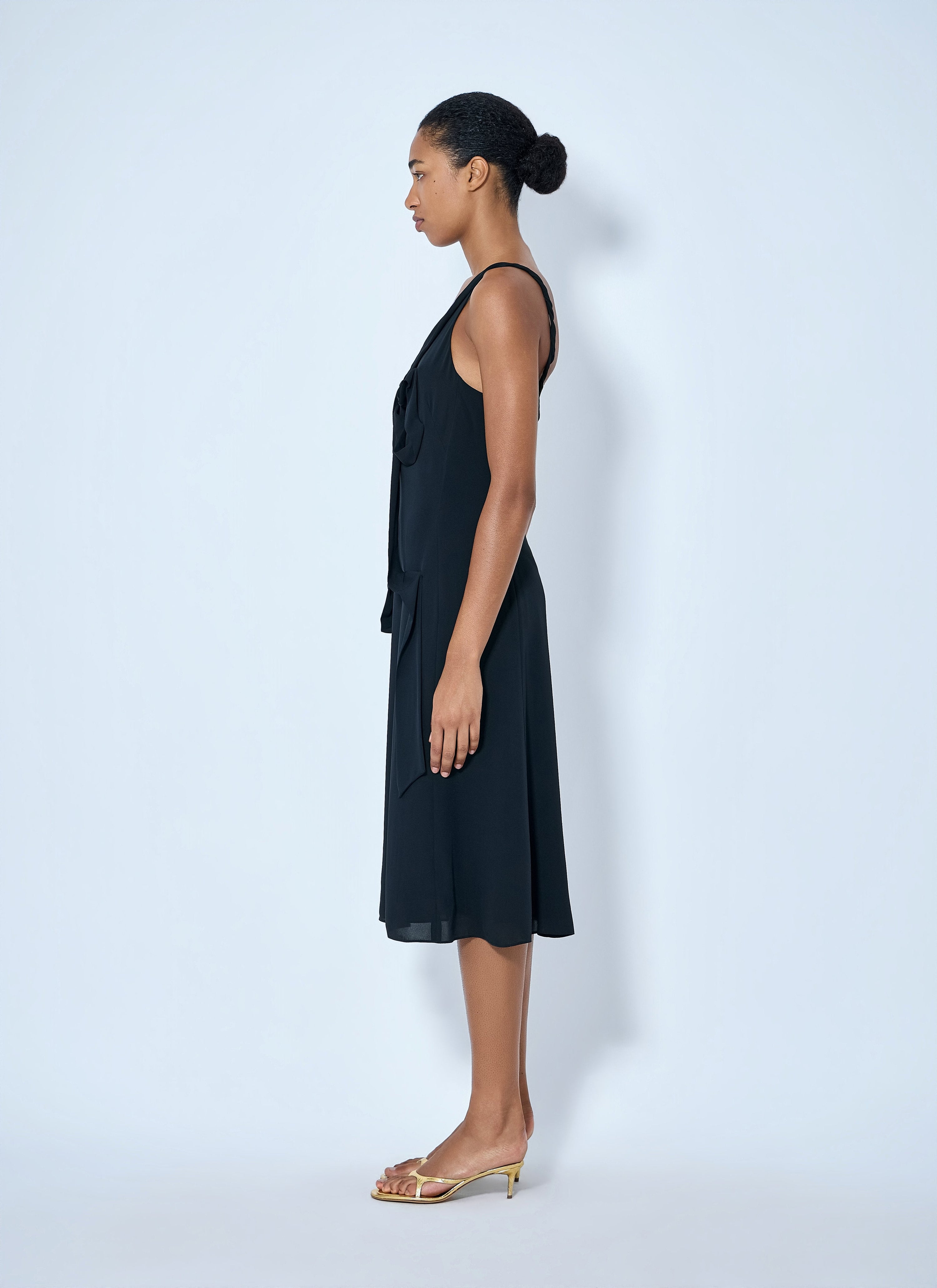 Silk midi dress with bow