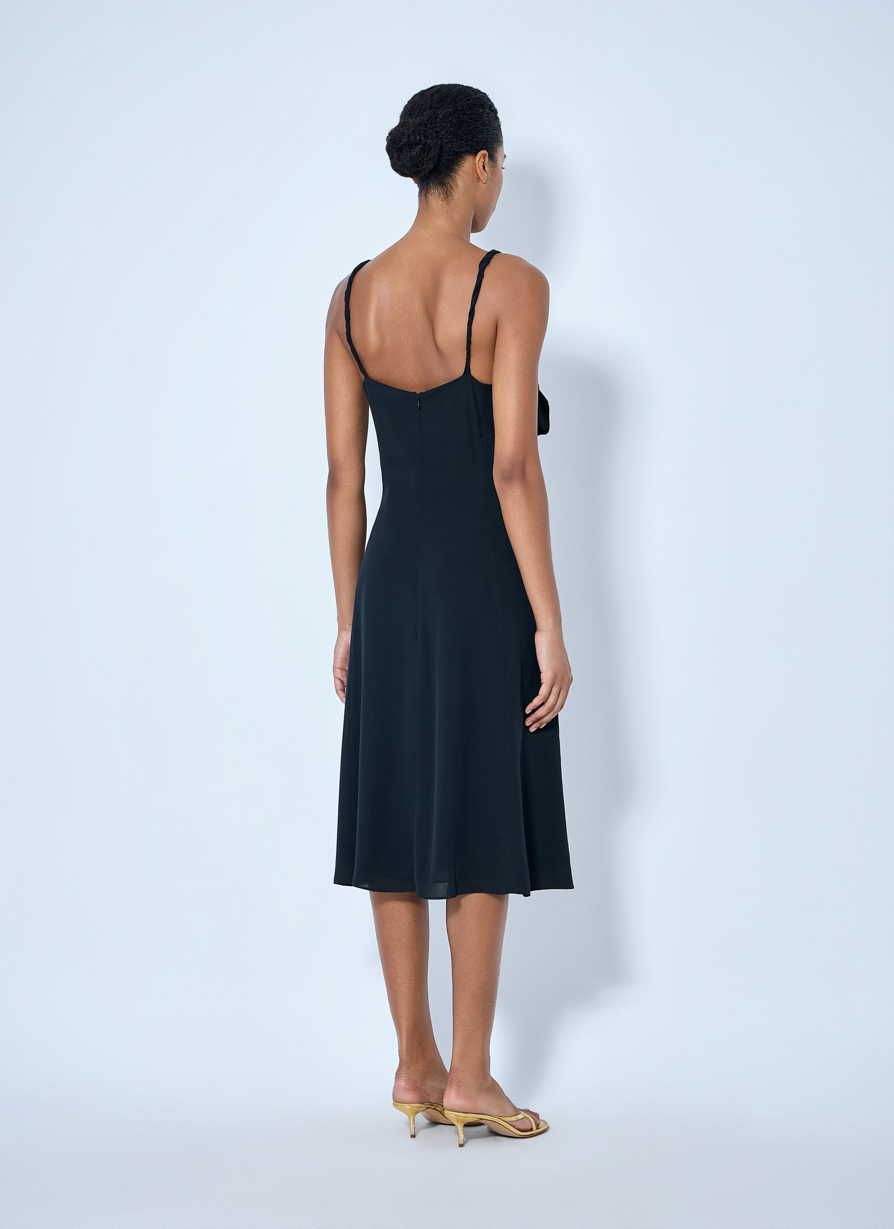 Silk midi dress with bow
