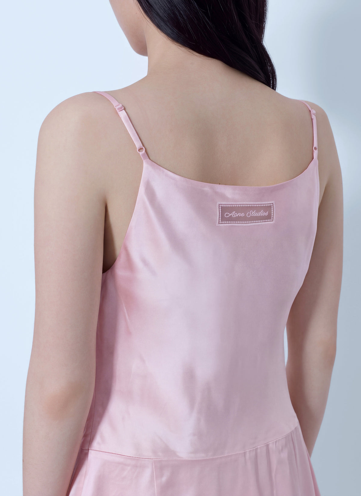 Shiny satin midi slip dress