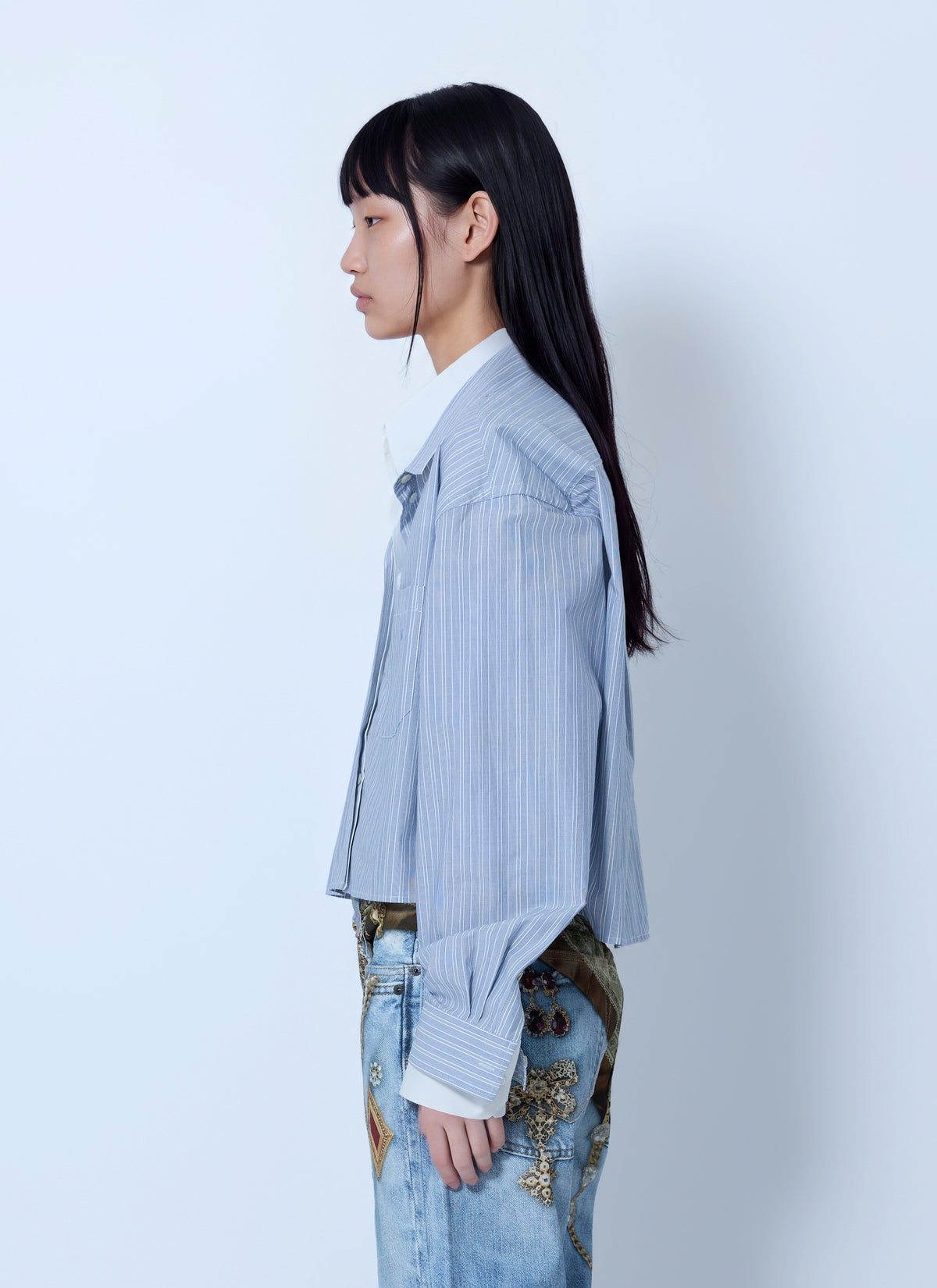 Striped cropped shirt