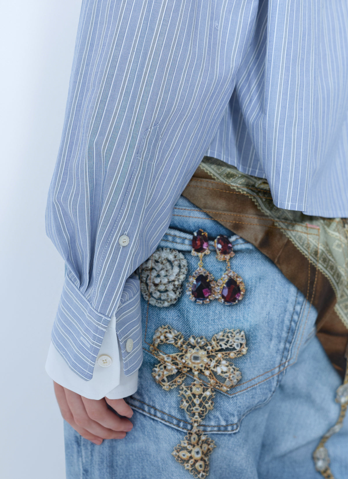 Striped cropped shirt