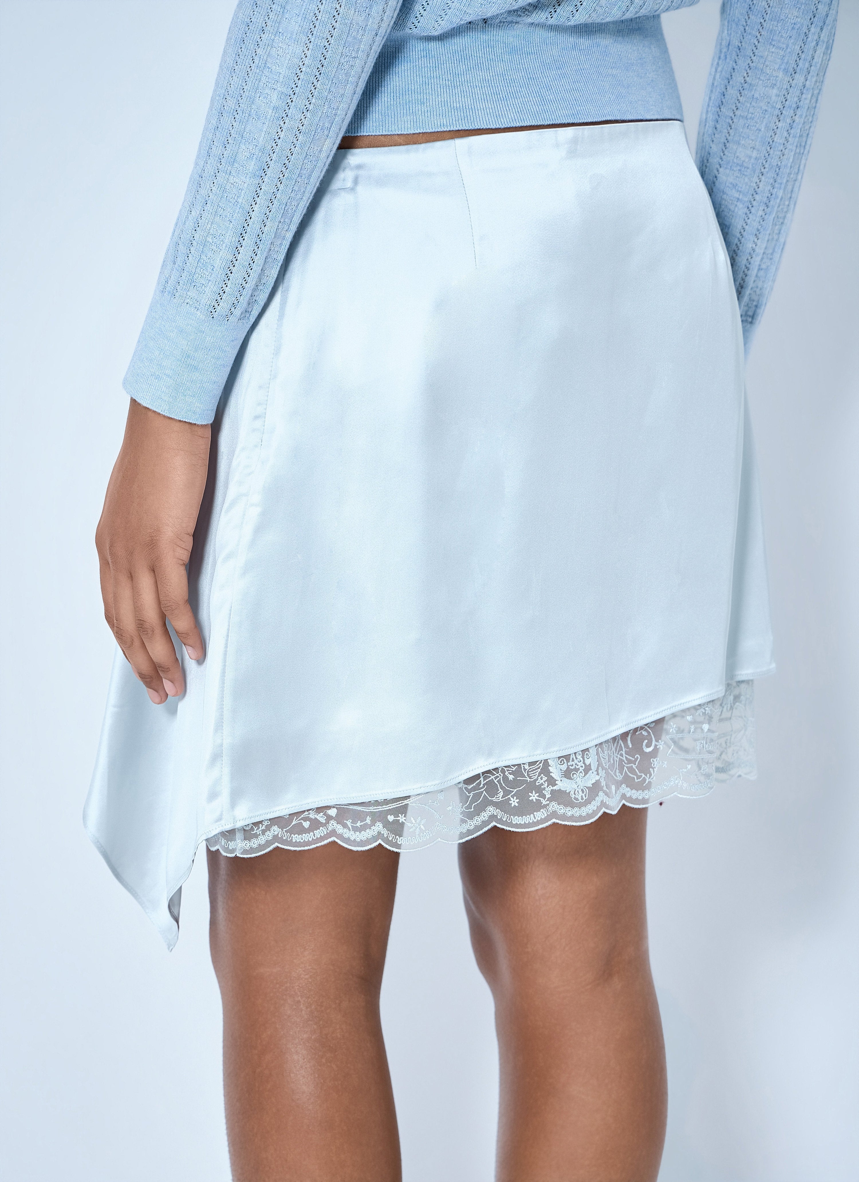 Asymmetric wrap skirt