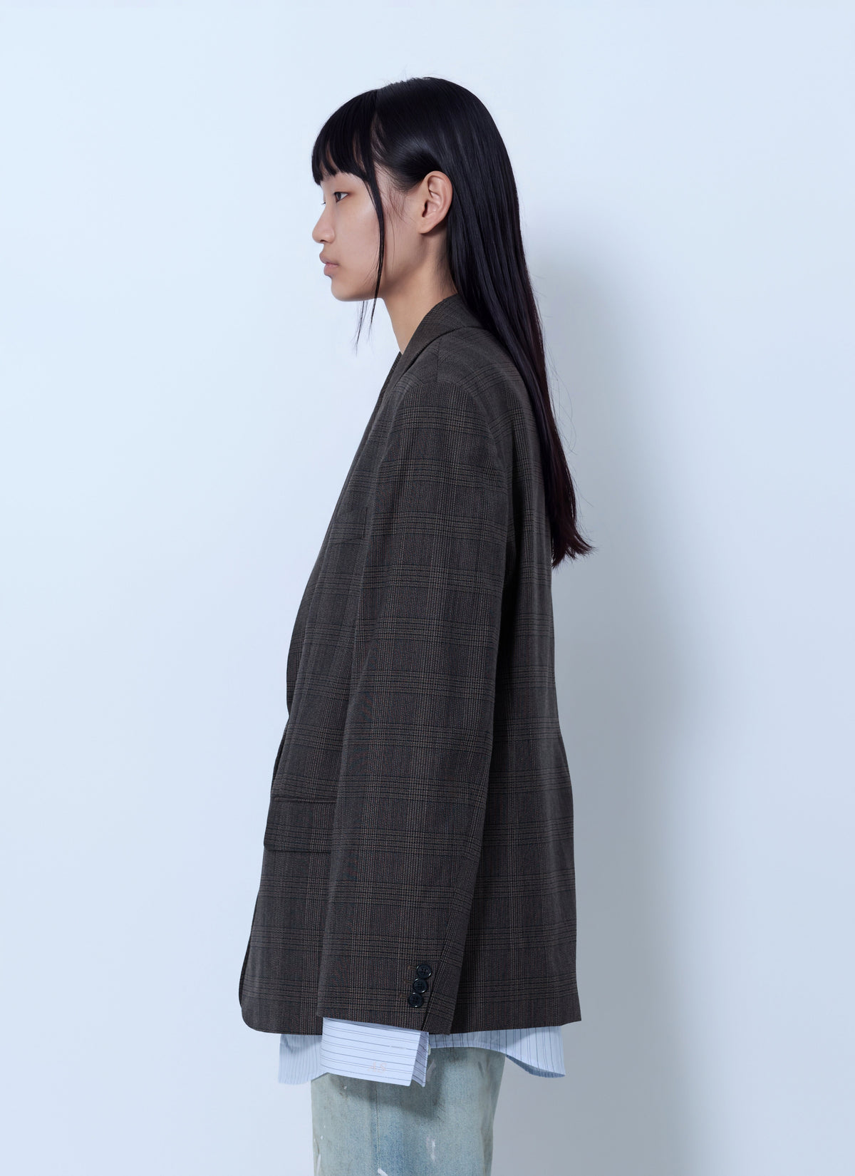 Checked wool blazer
