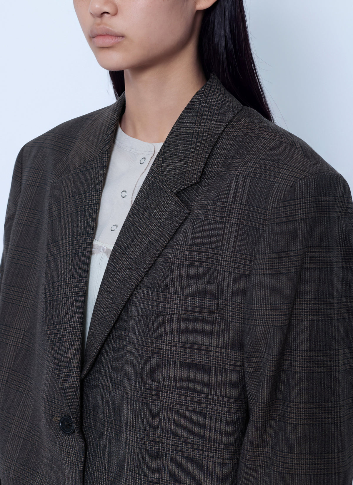 Checked wool blazer