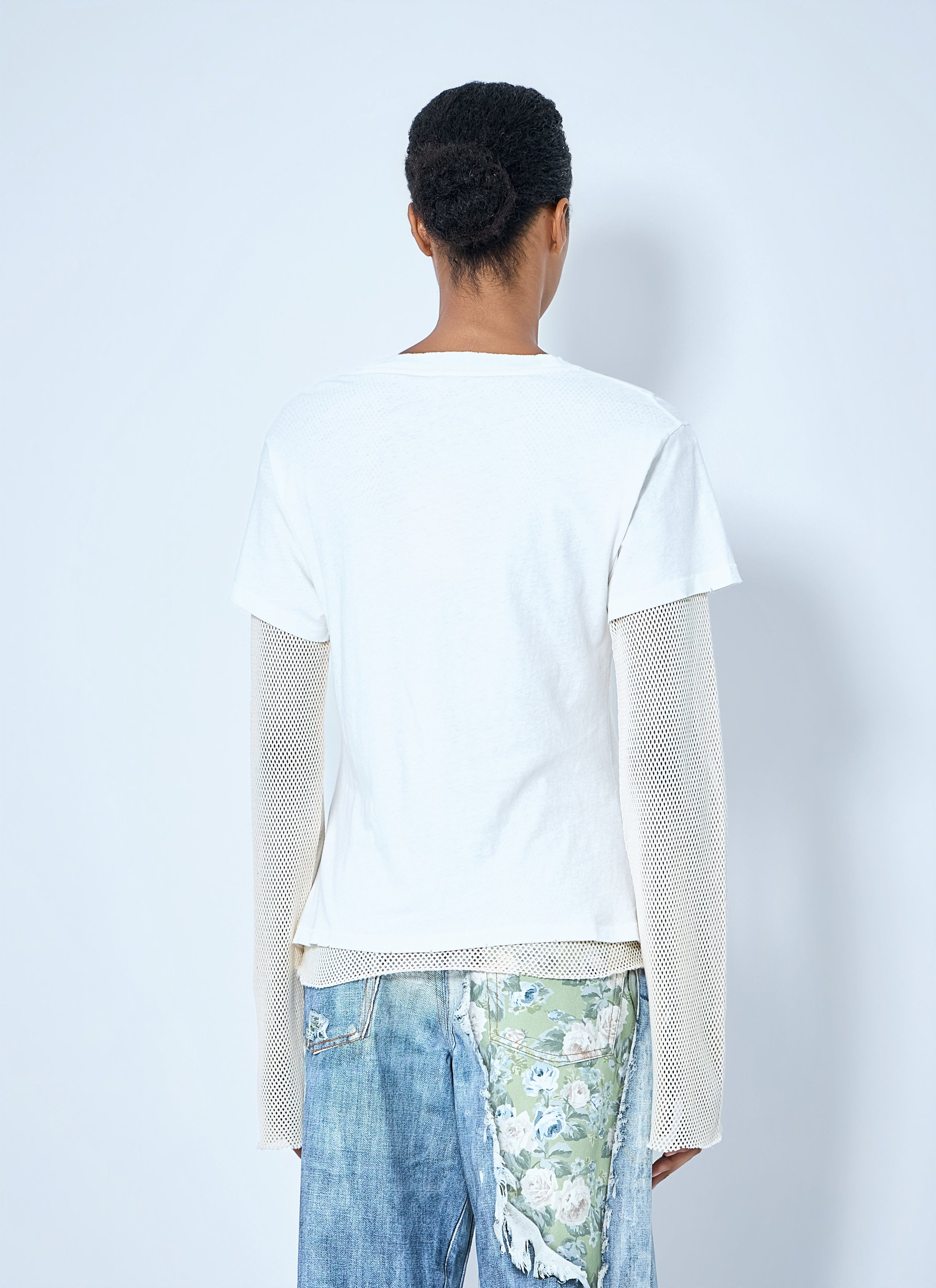 Layered mesh sleeve t-shirt