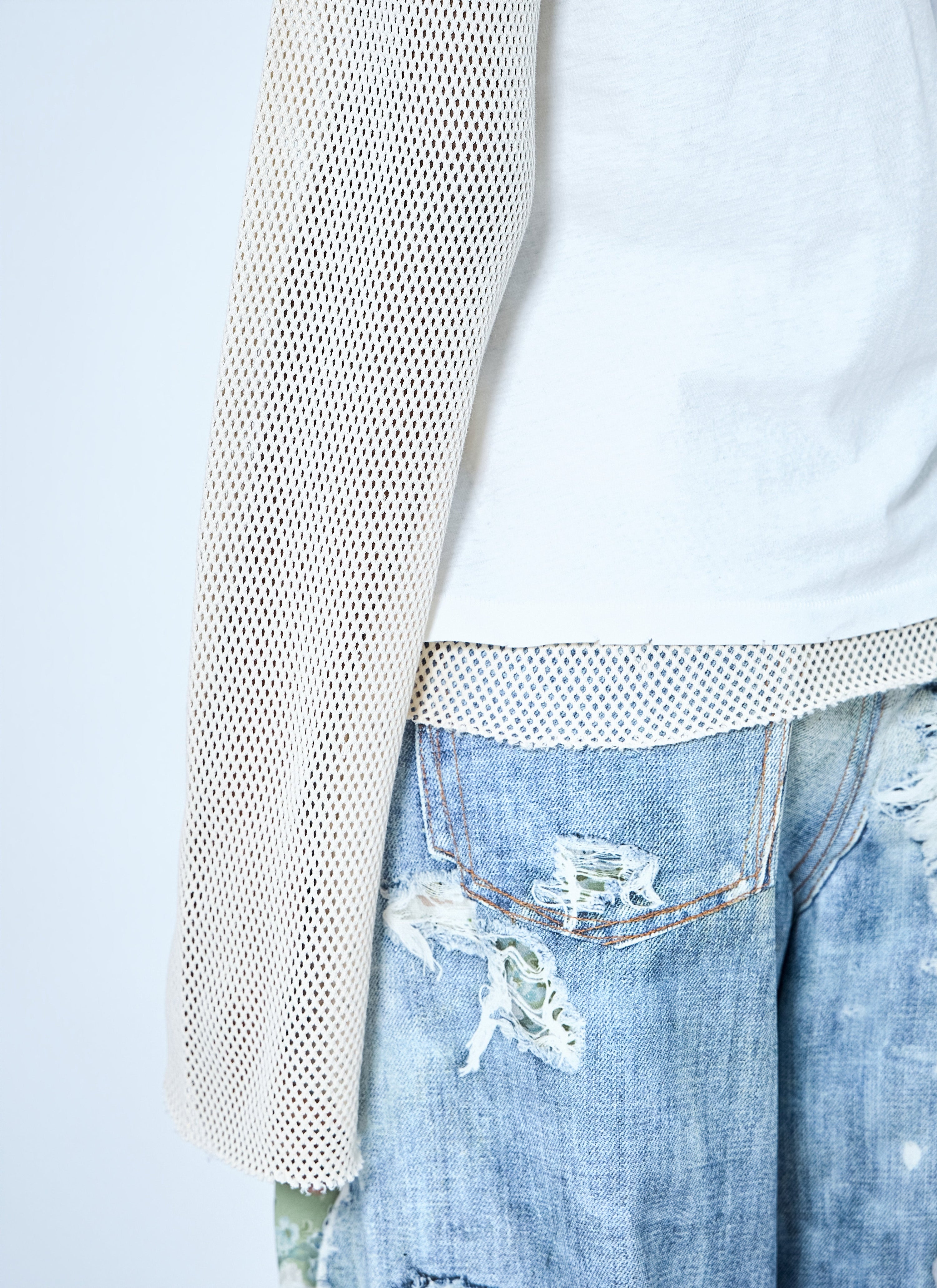 Layered mesh sleeve t-shirt