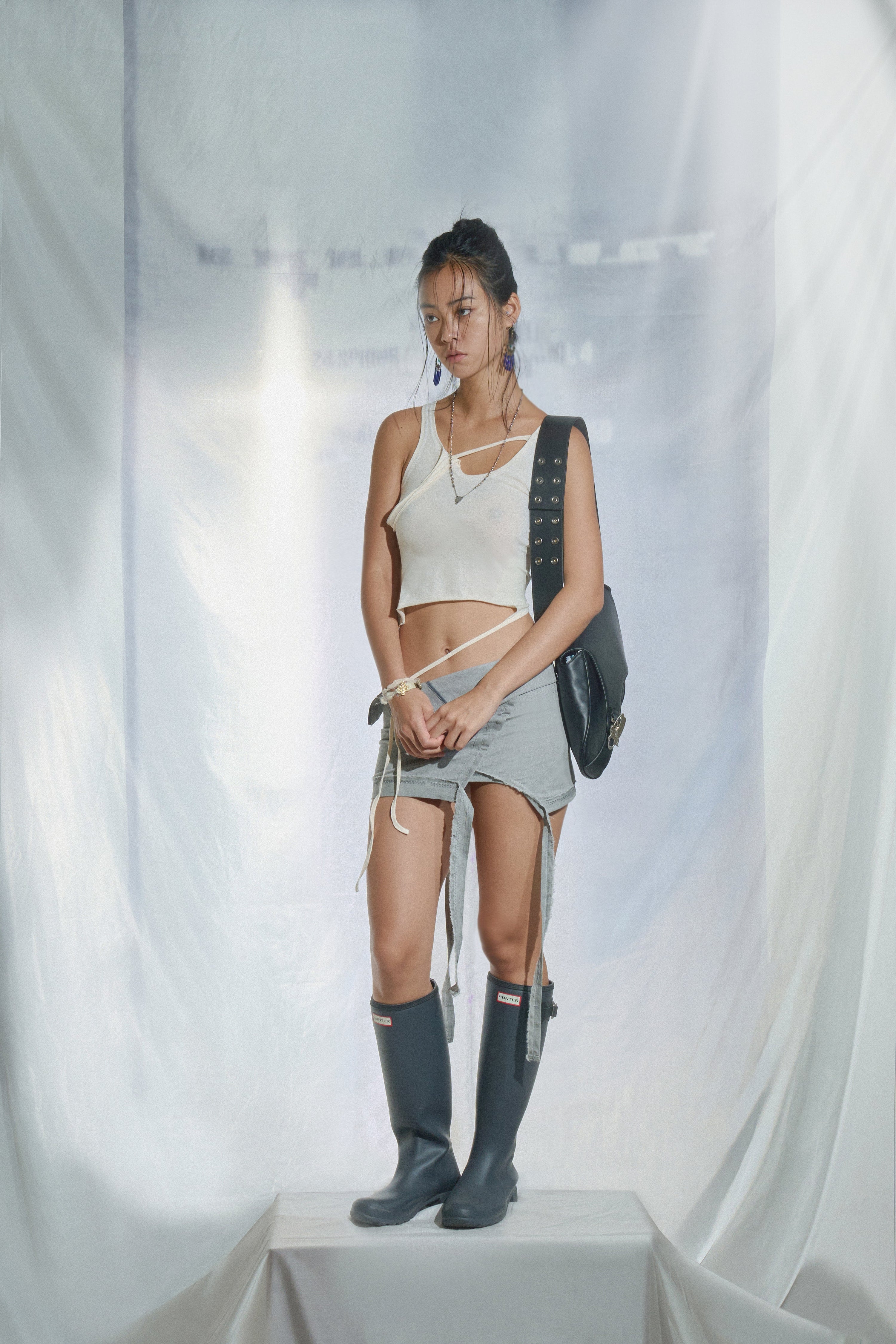 Folded mini skirt