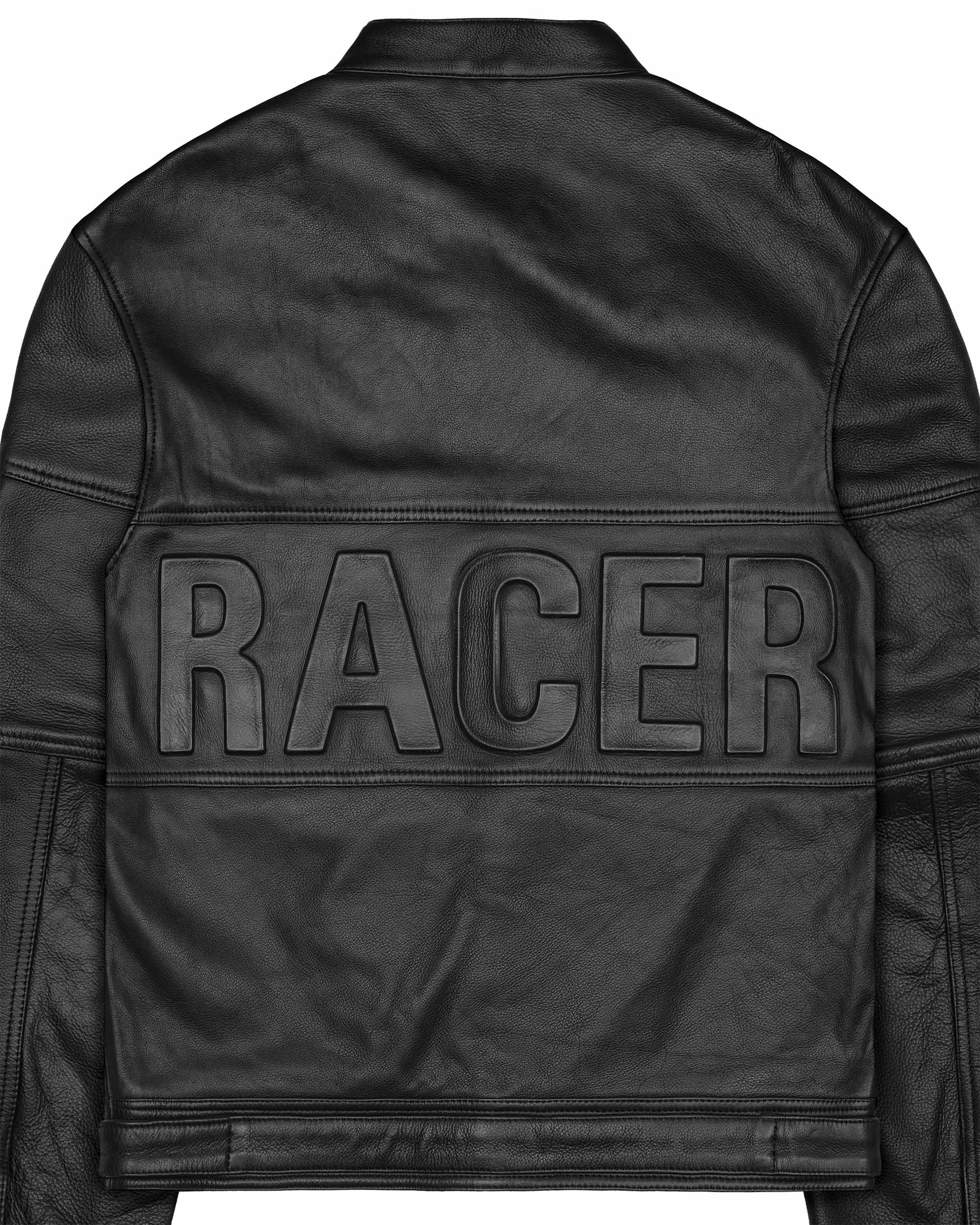 Black embossed leather jacket