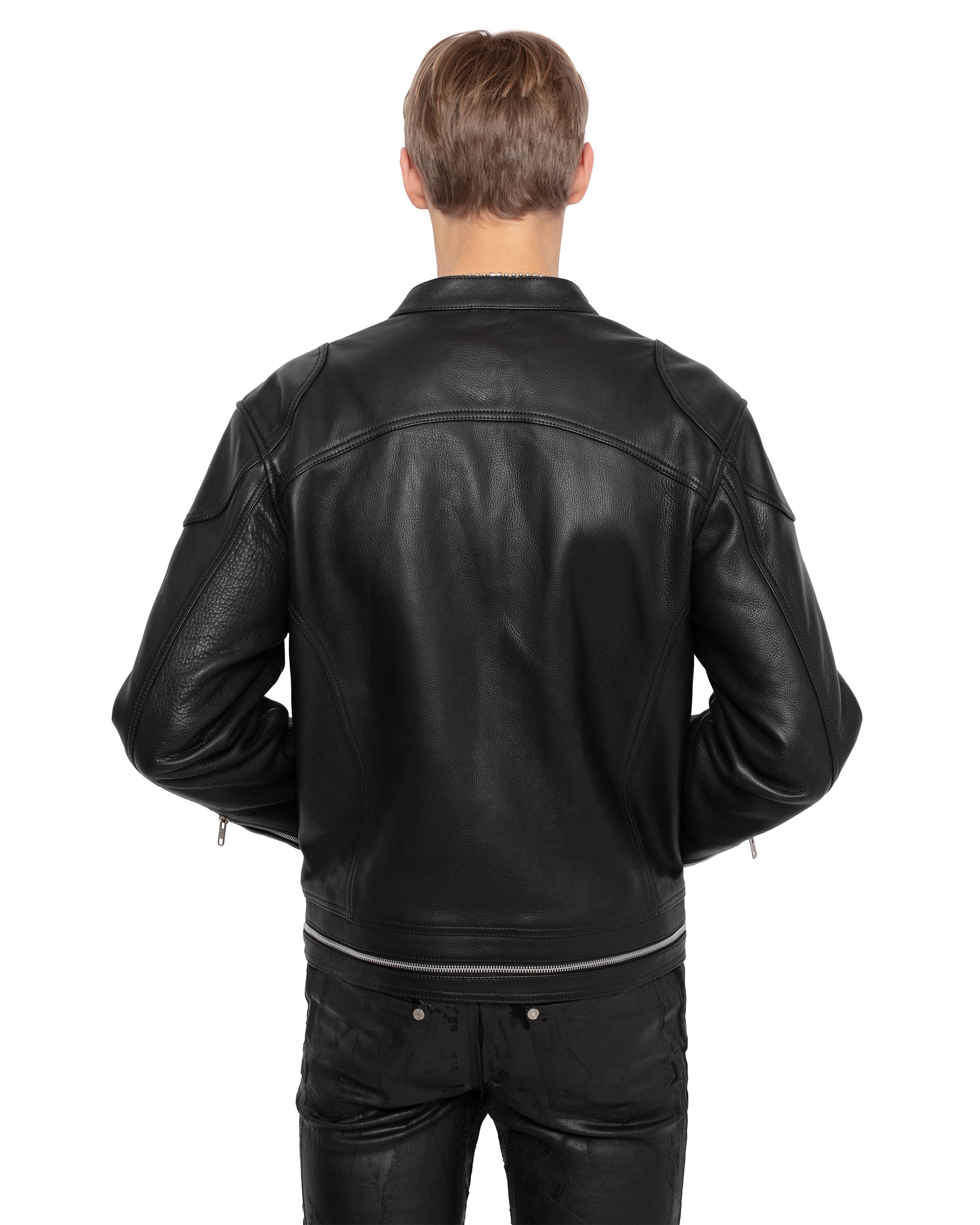 Track leather jacket