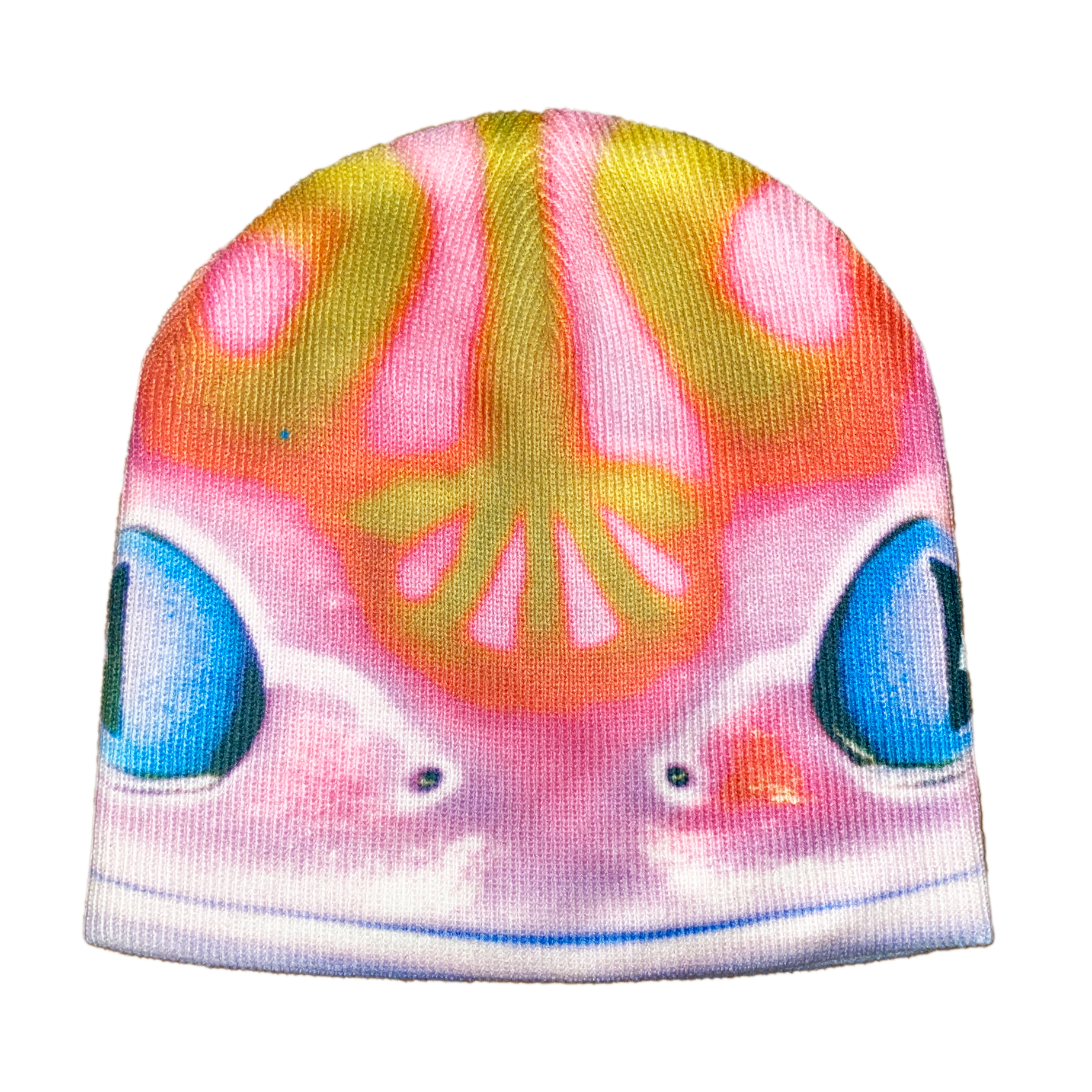 Bug eyed creep beanie - pink/blue