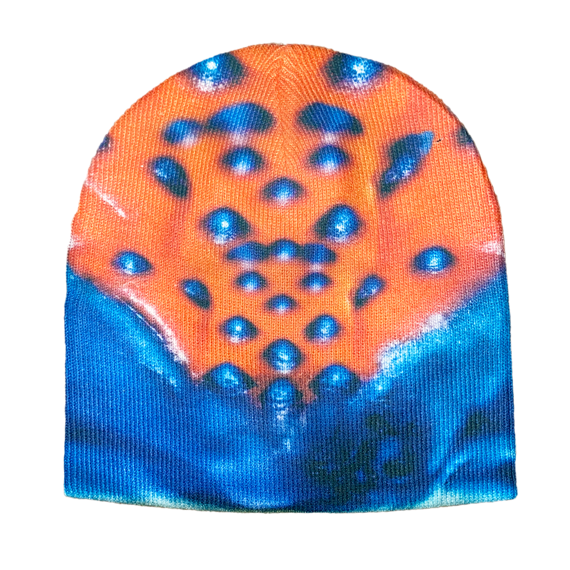 Bug eyed creep beanie - red/blue