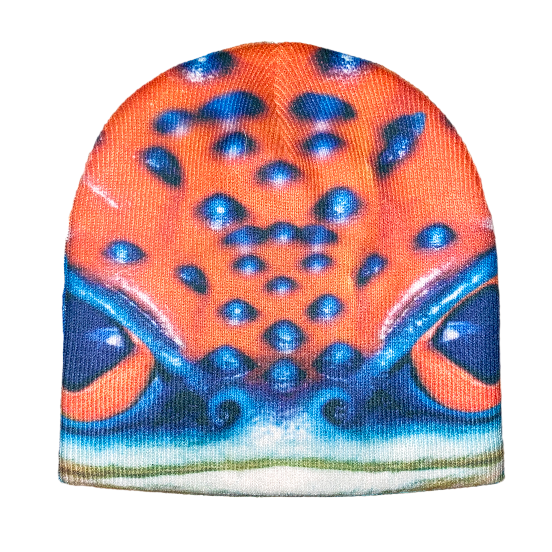 Bug eyed creep beanie - red/blue
