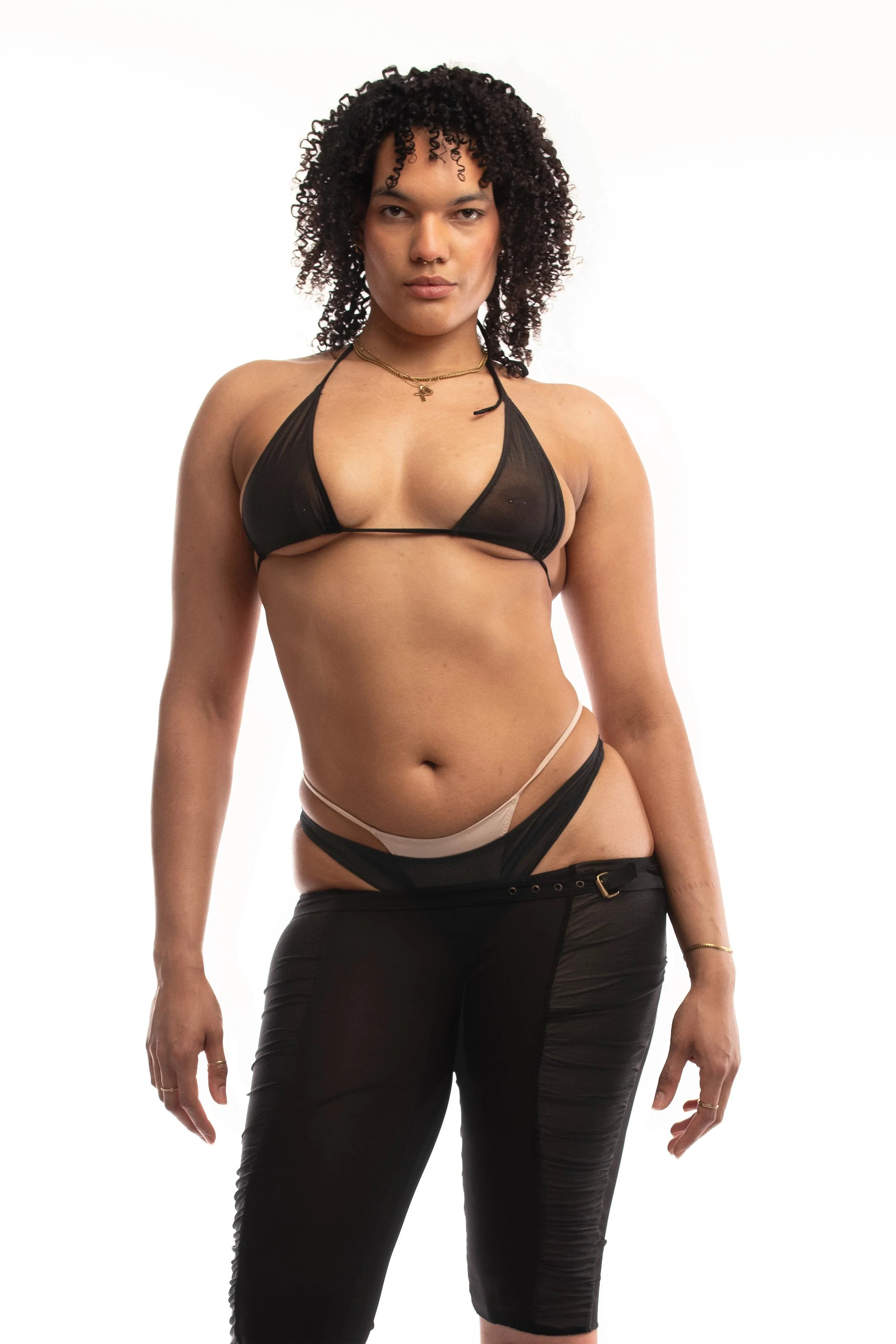 Mini transparent bikini top - black
