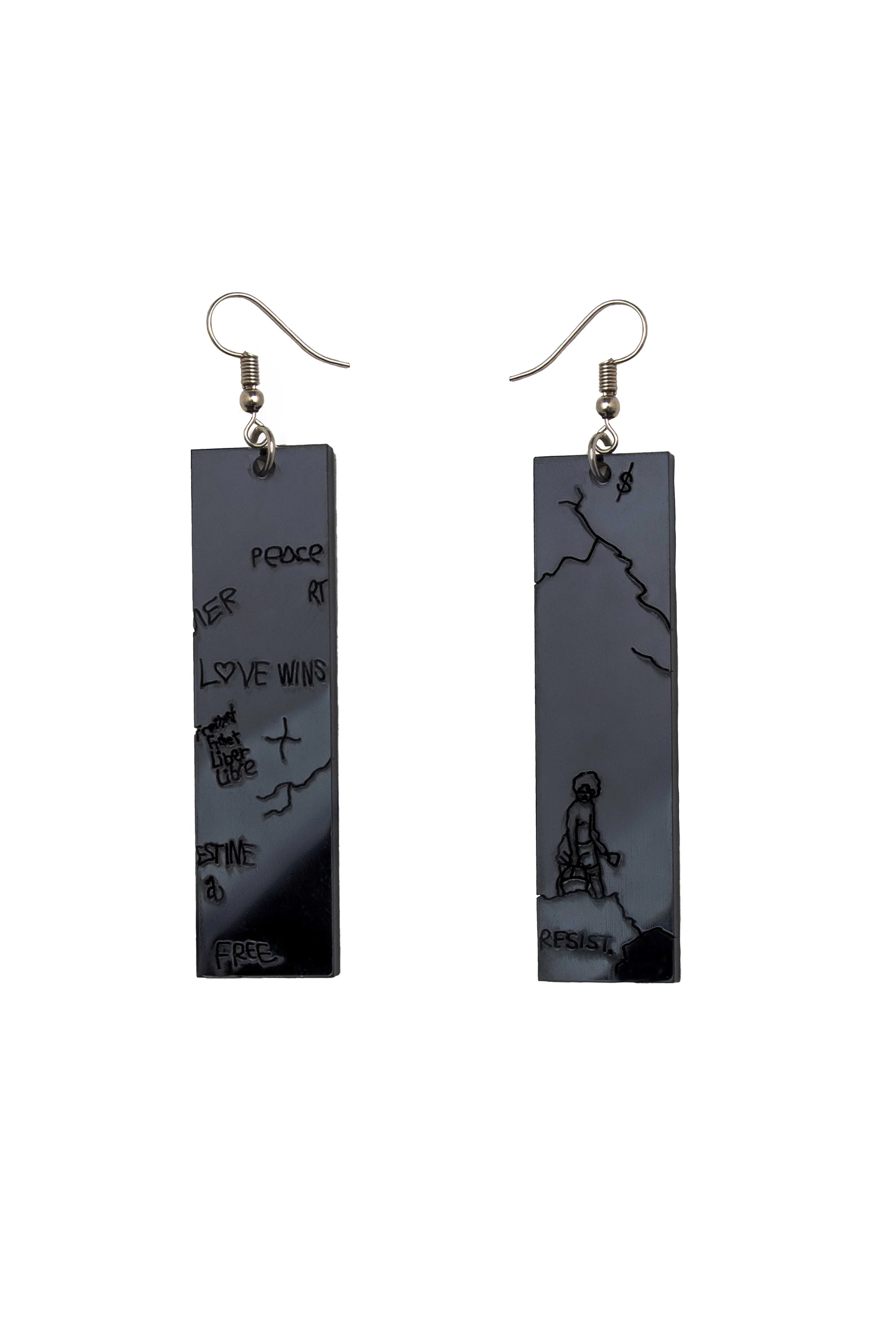 Black occupation wall earrings
