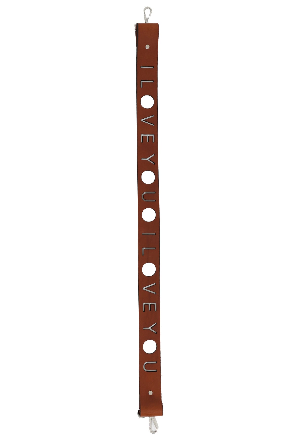 'i love you' crossbody bag strap brown