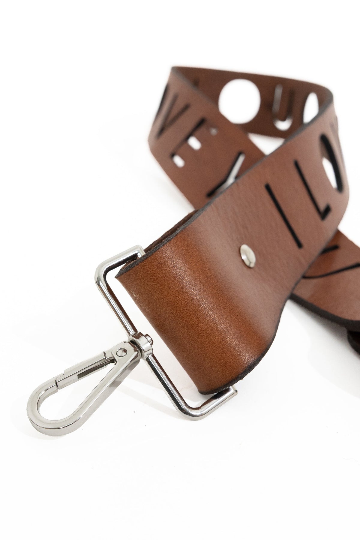 'i love you' crossbody bag strap brown