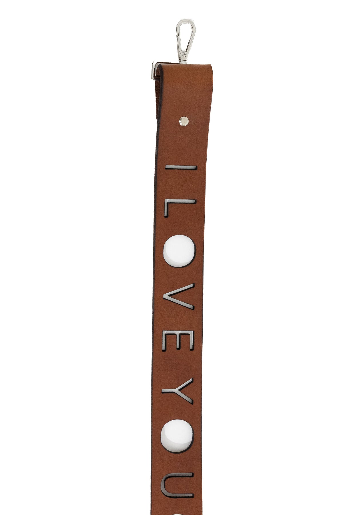 'i love you' crossbody bag strap brown