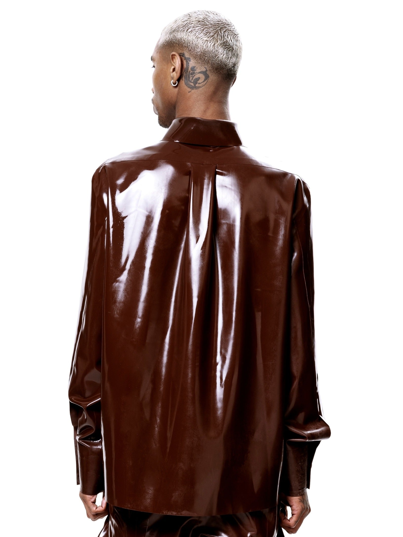 Brown signature latex shirt
