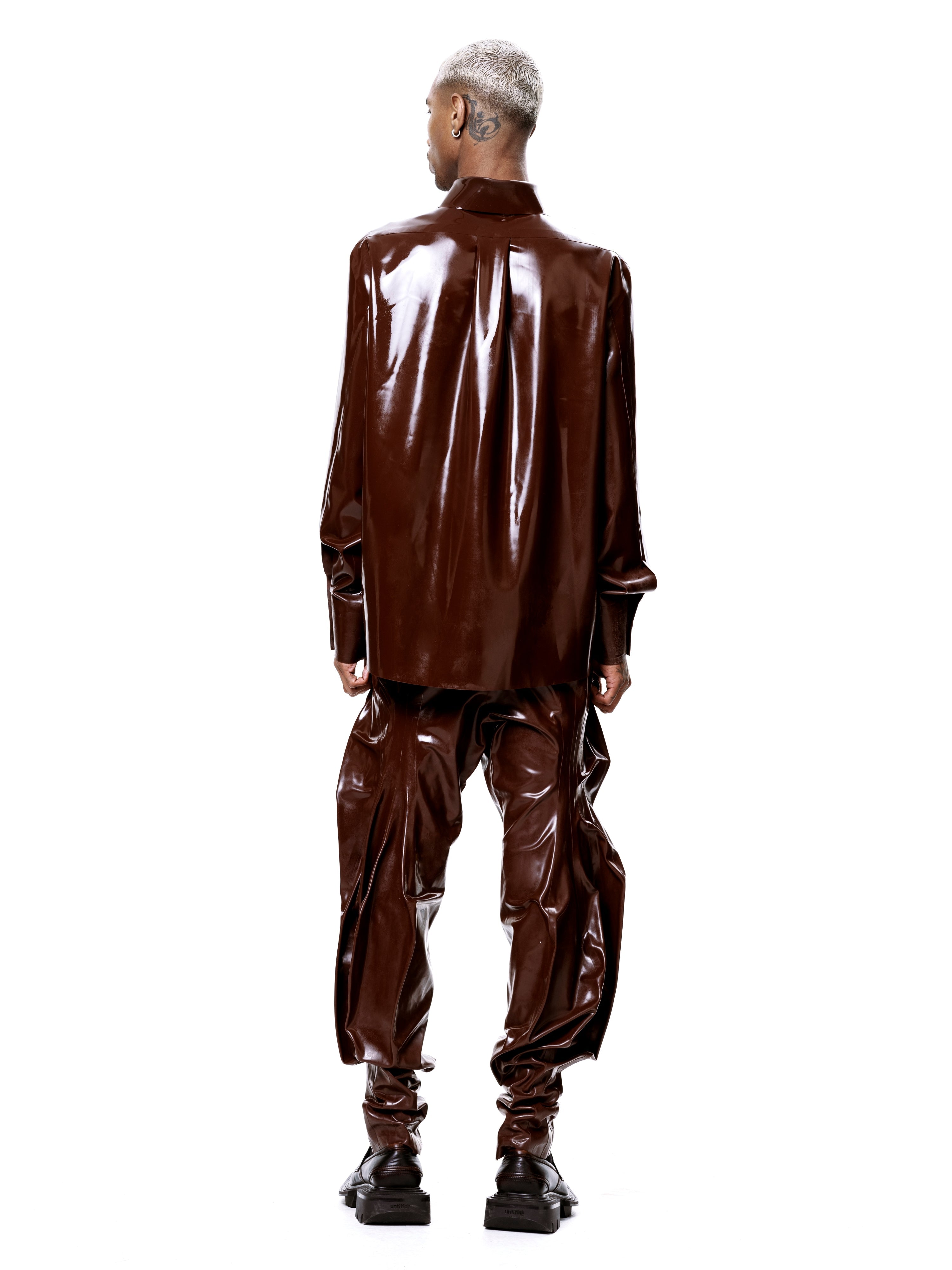 Brown signature latex shirt