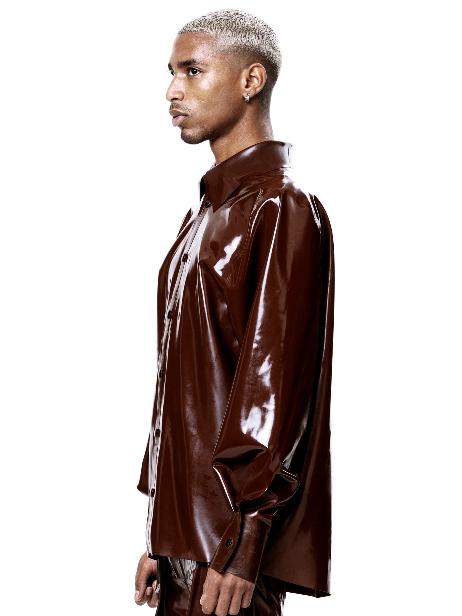 Brown signature latex shirt
