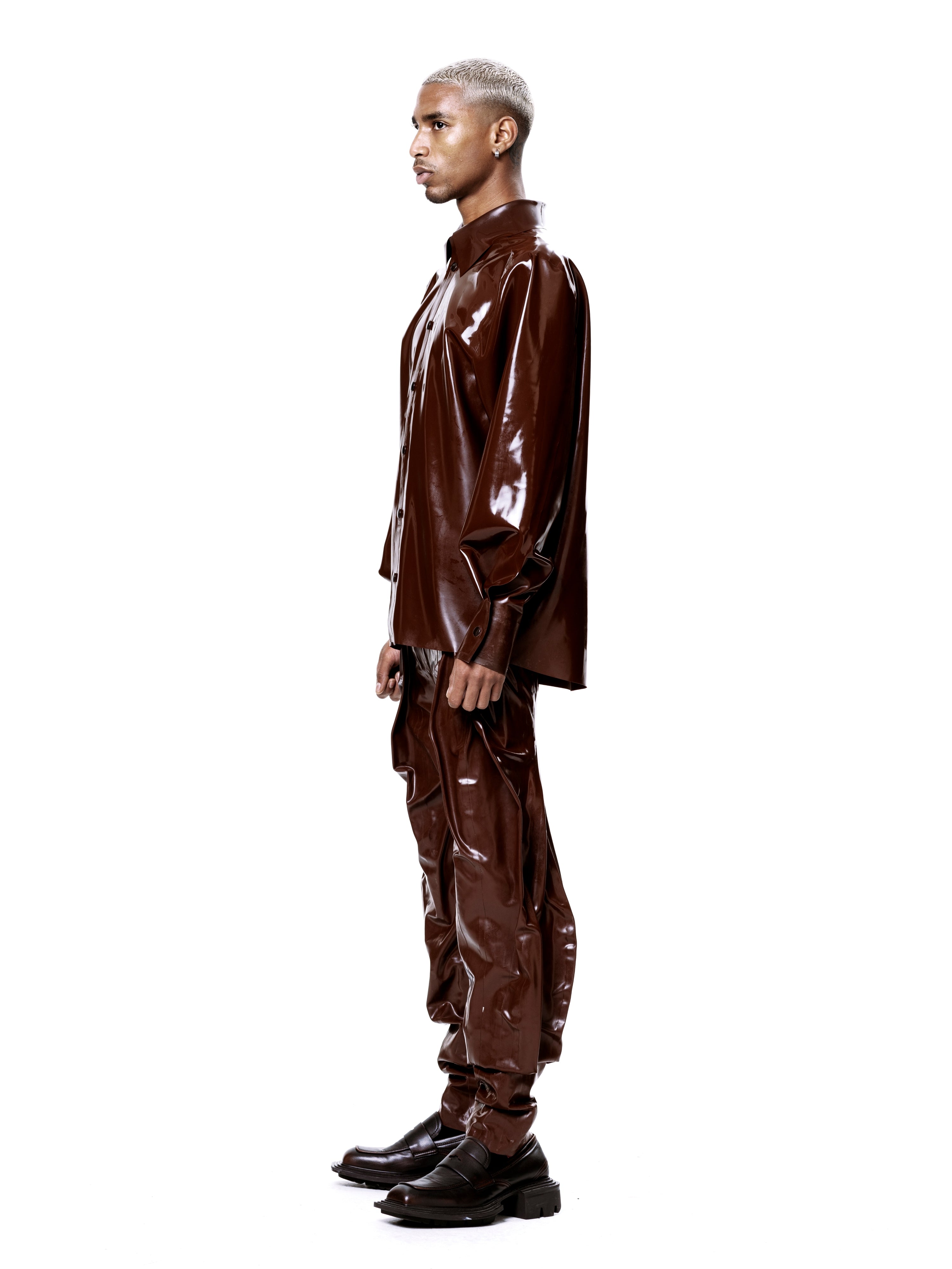Brown signature latex shirt