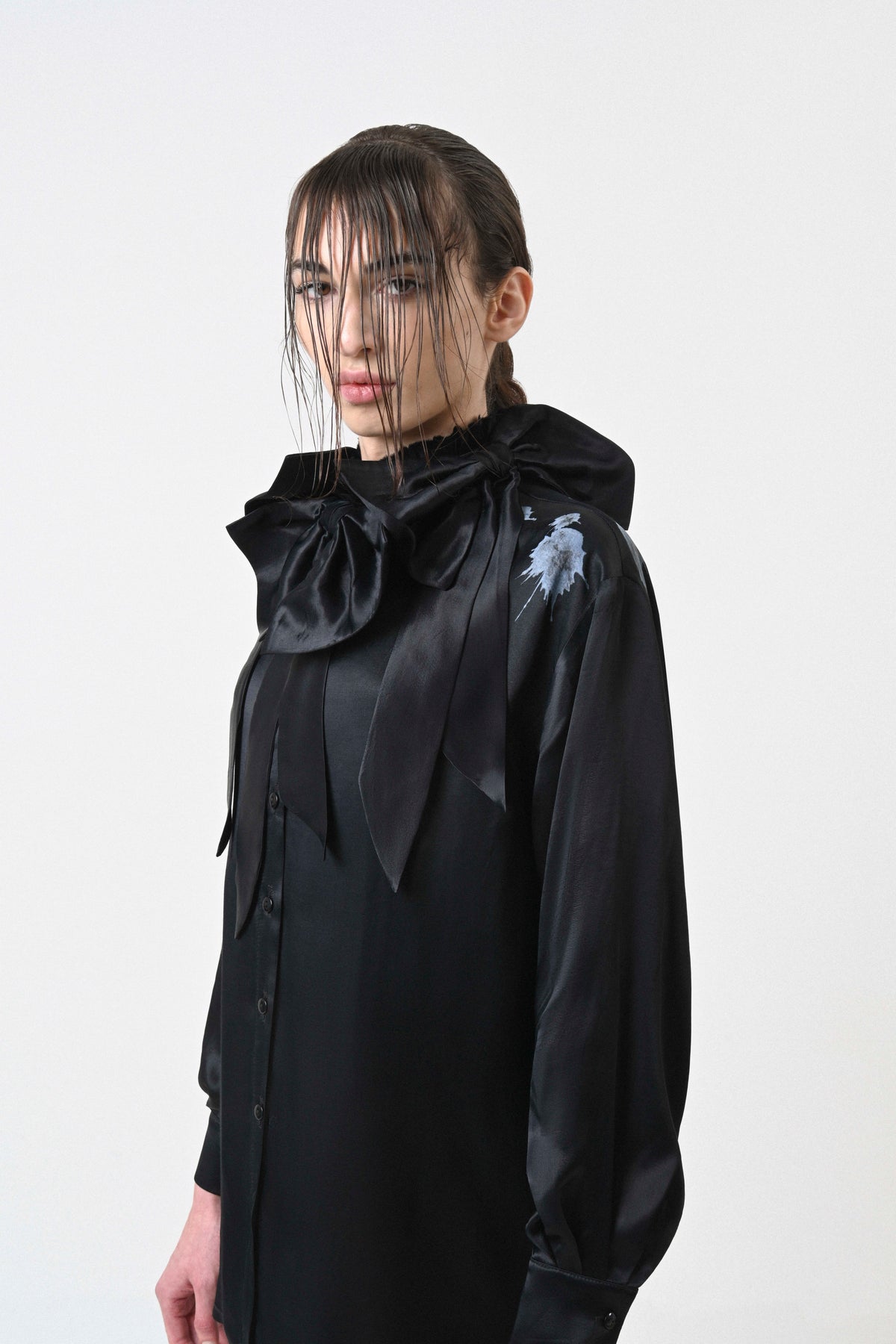 Bow silk shirt