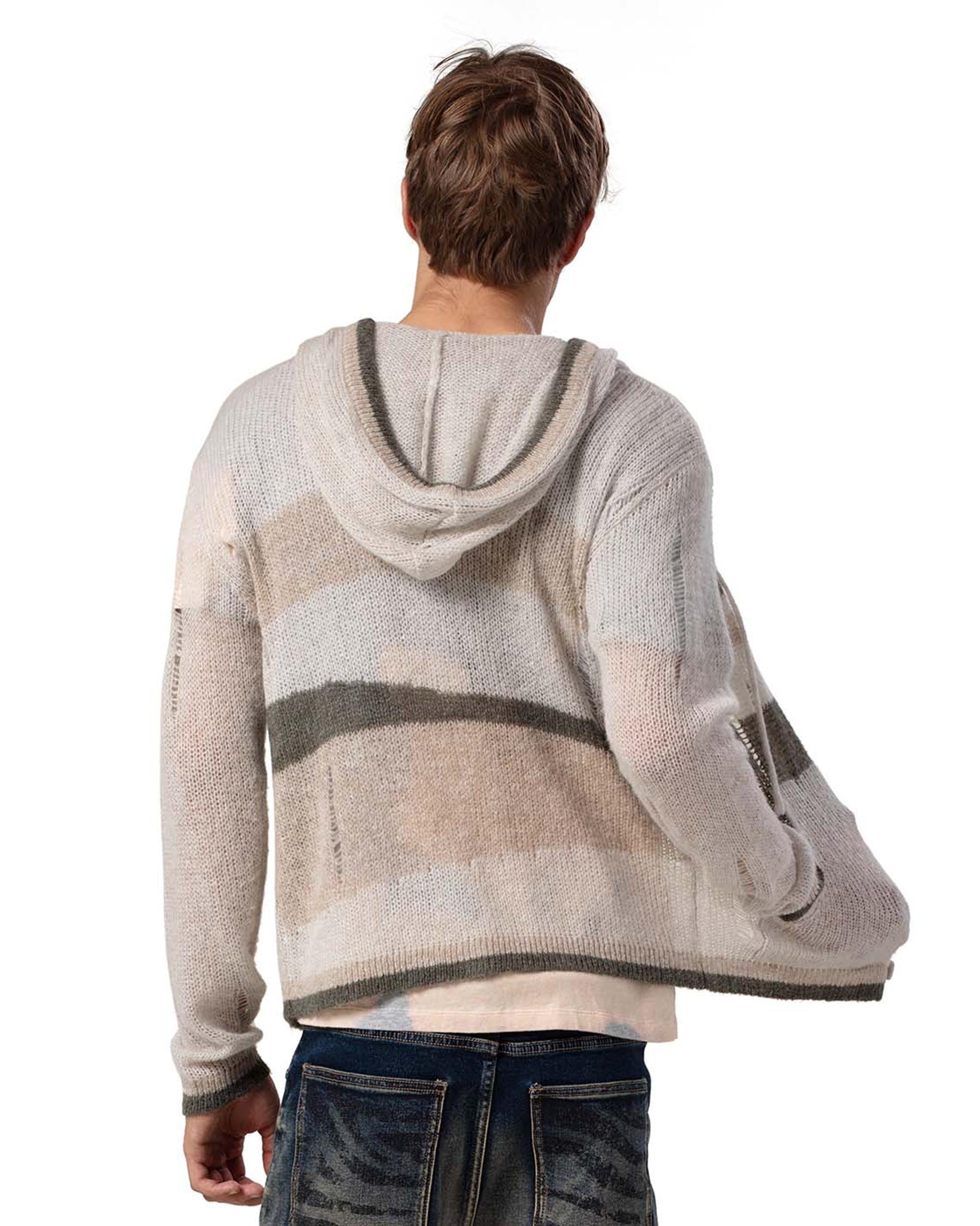 Beige hooded cardigan