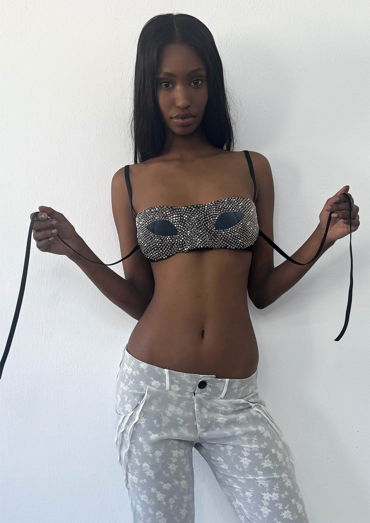 Crystal mask bra