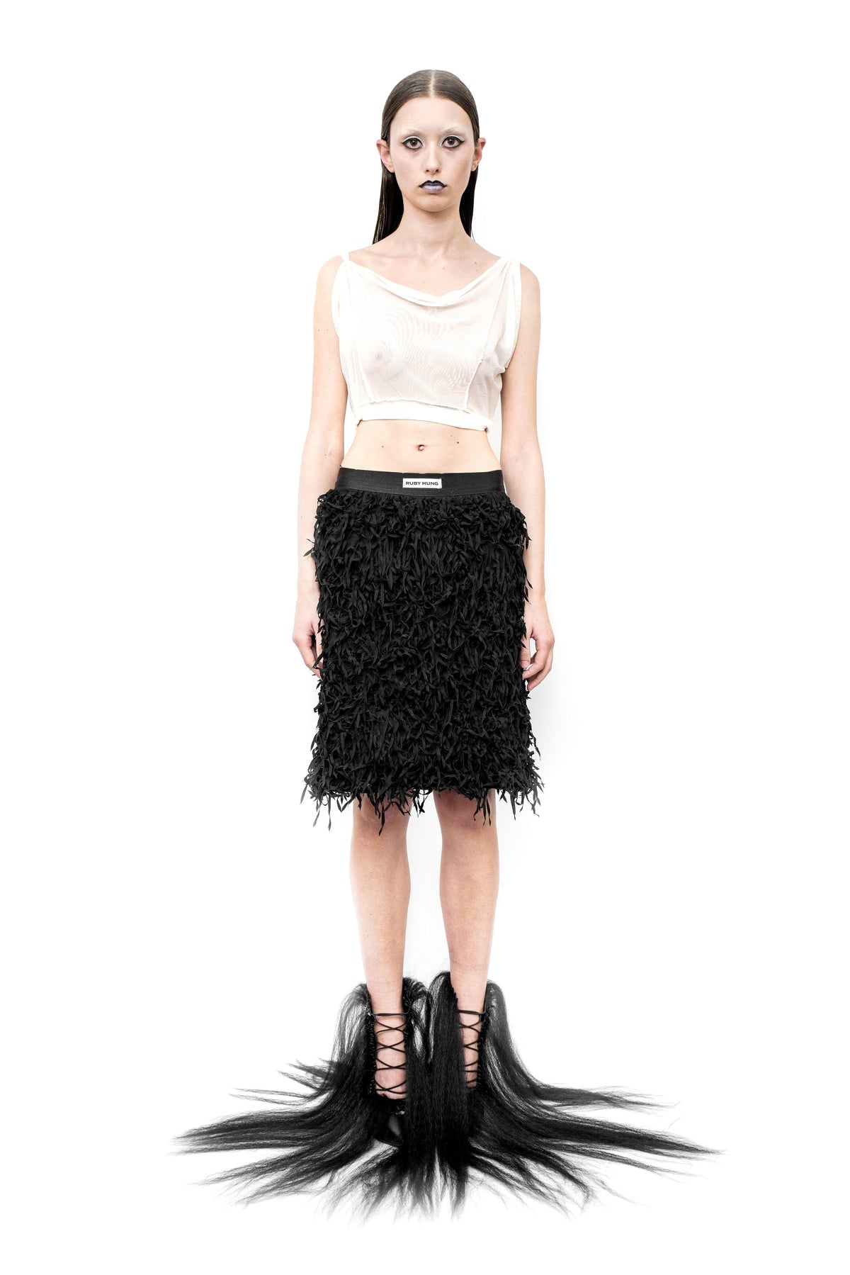 Figur cowlneck mesh top