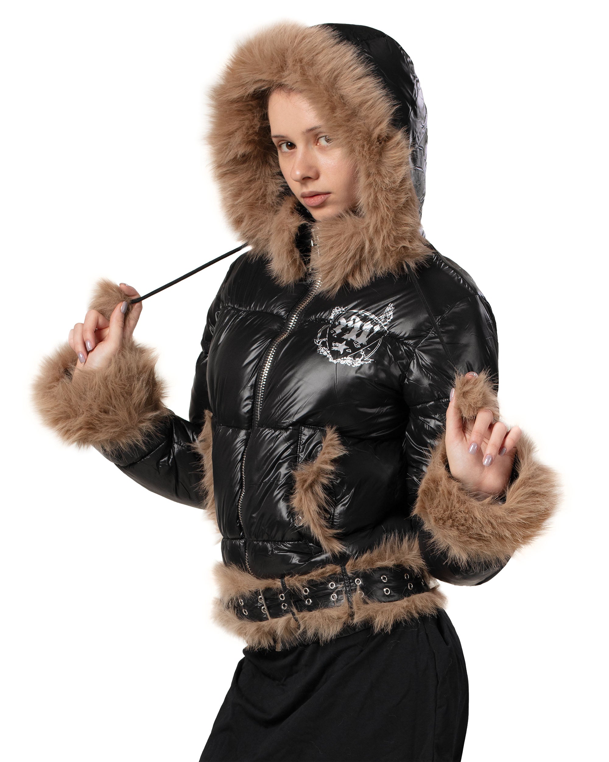 Slim furry puffer jacket
