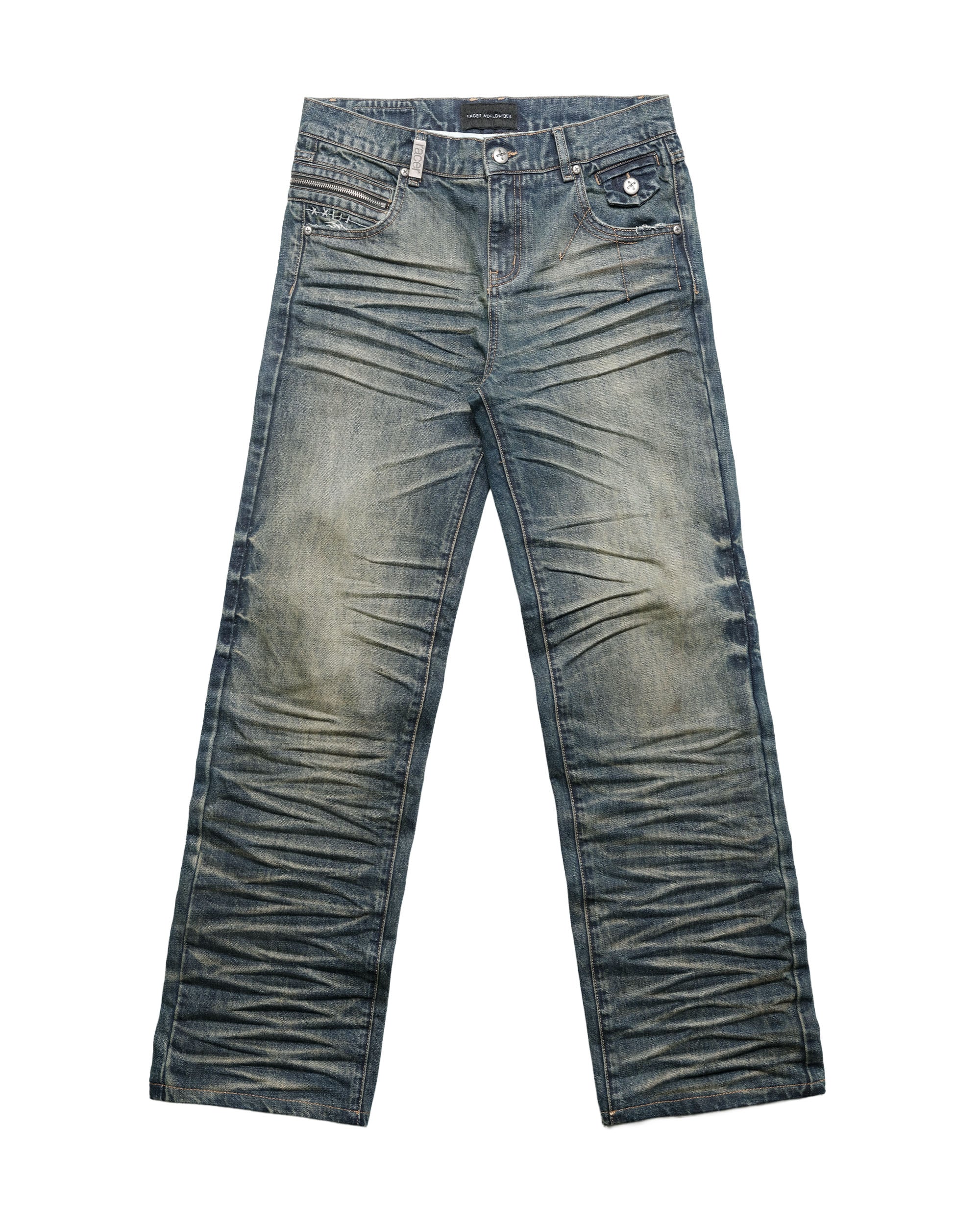 Dark blue essential stacked denim