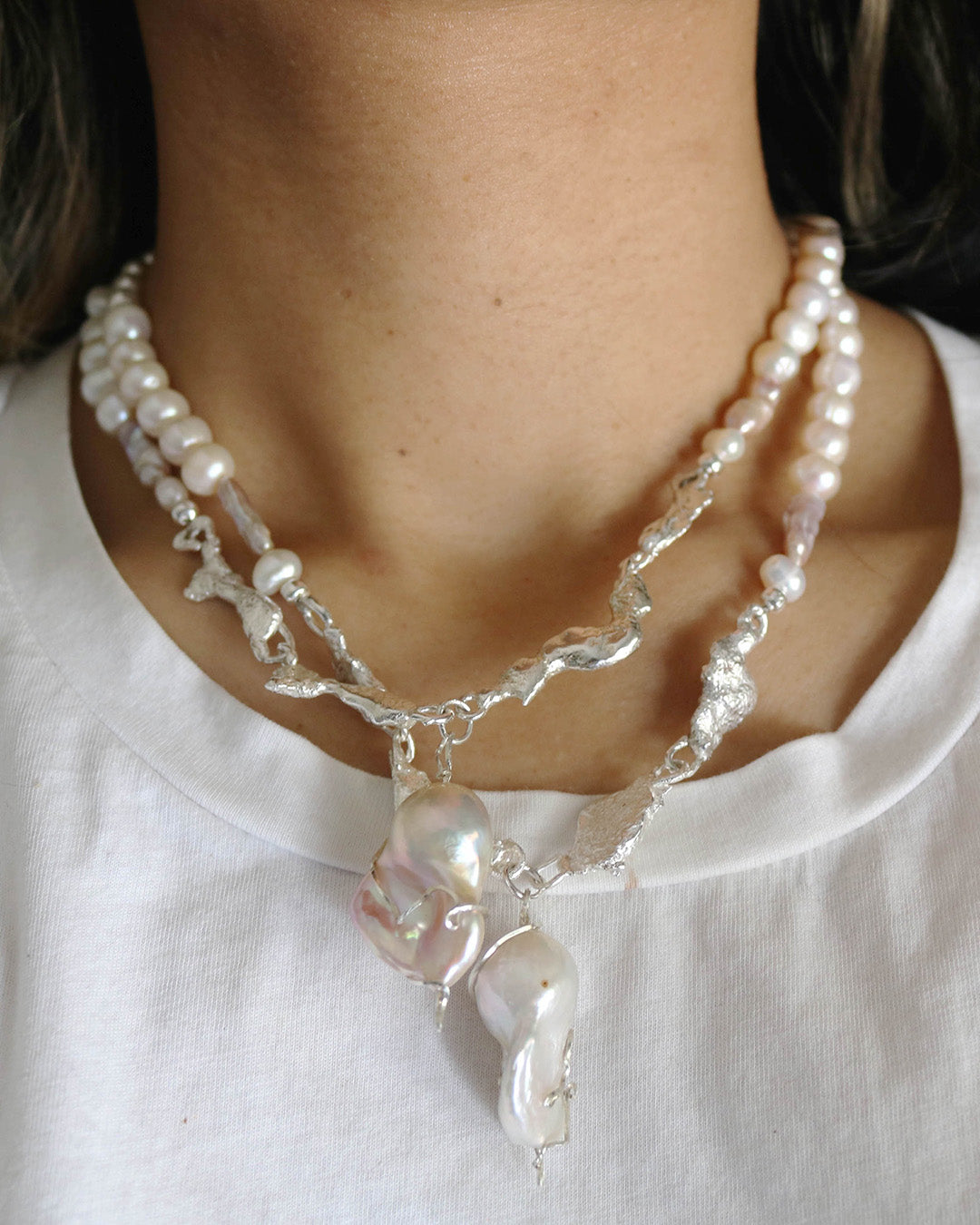 Darling silver necklace - white