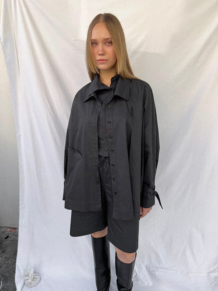 Double collar shirt - charcoal