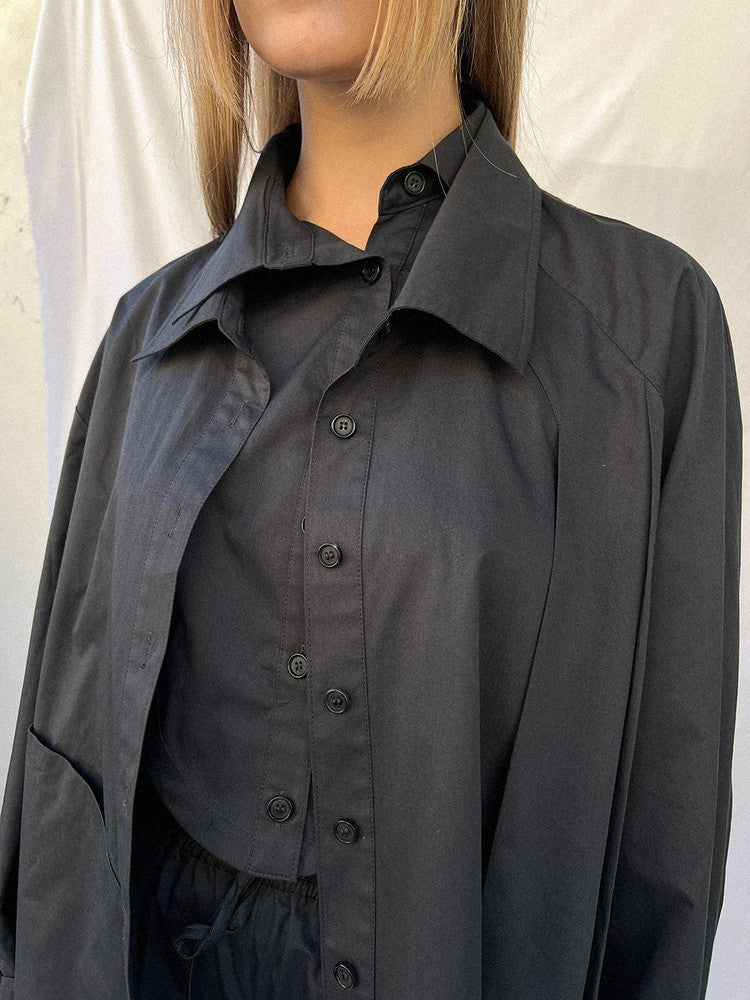 Double collar shirt - charcoal