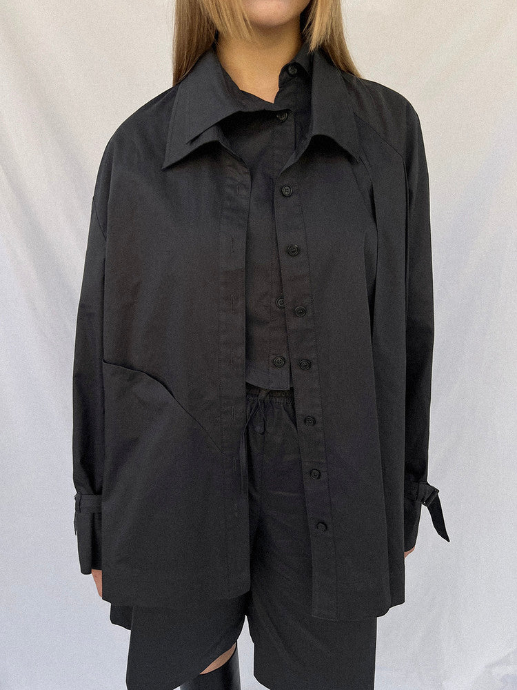 Double collar shirt - charcoal