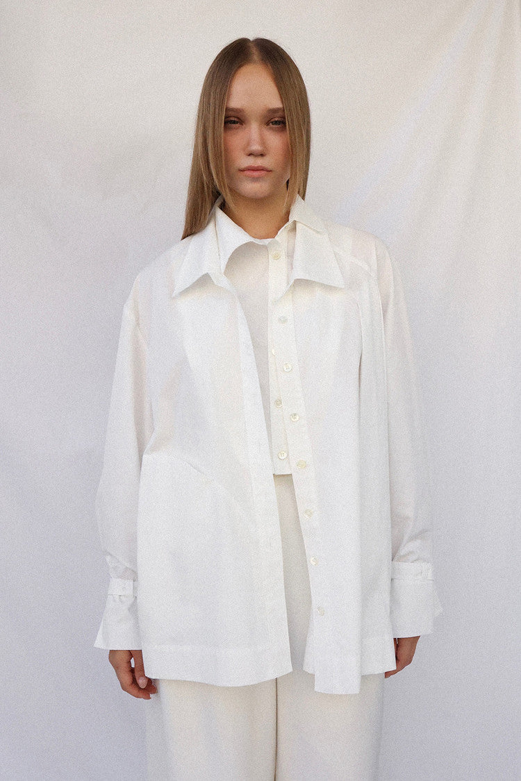 Double collar shirt - white