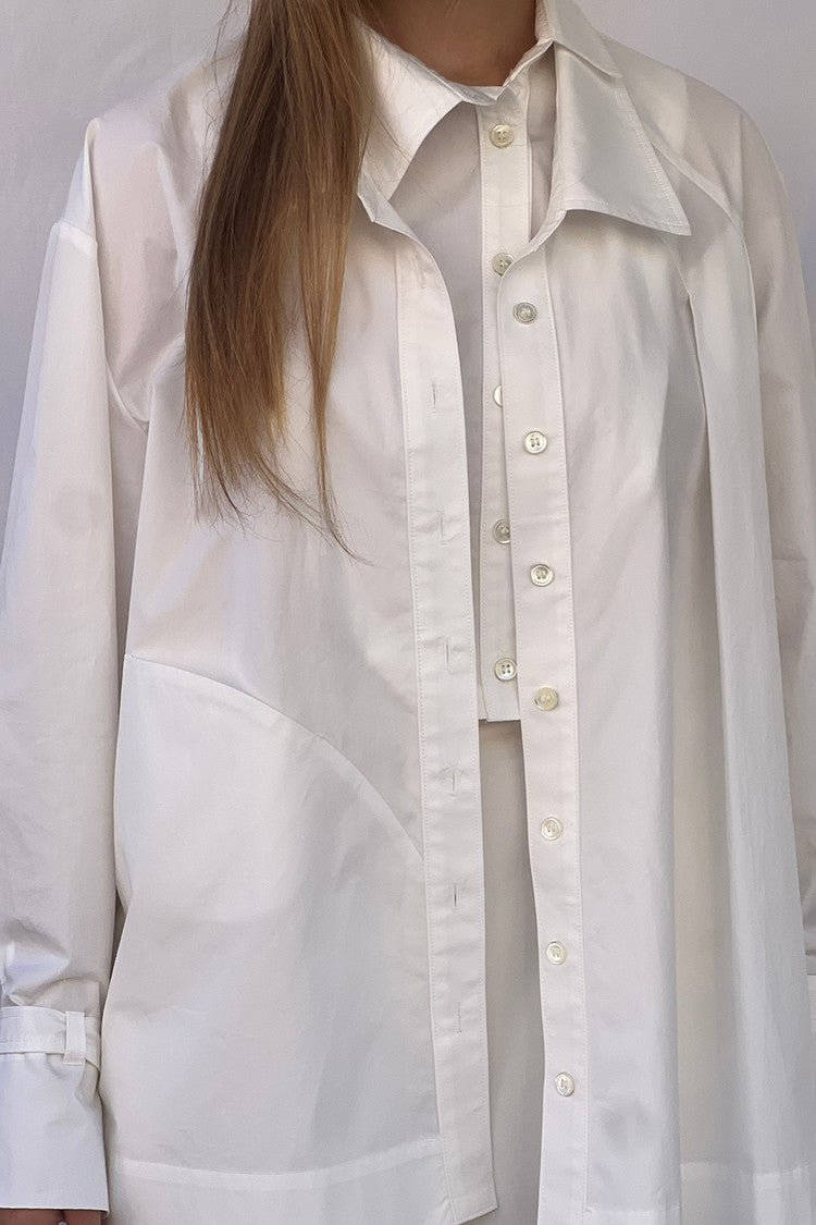 Double collar shirt - white