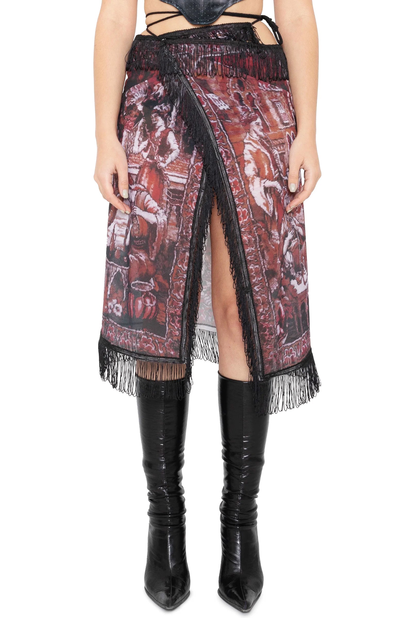 Desiring arabs wrap midi mesh skirt