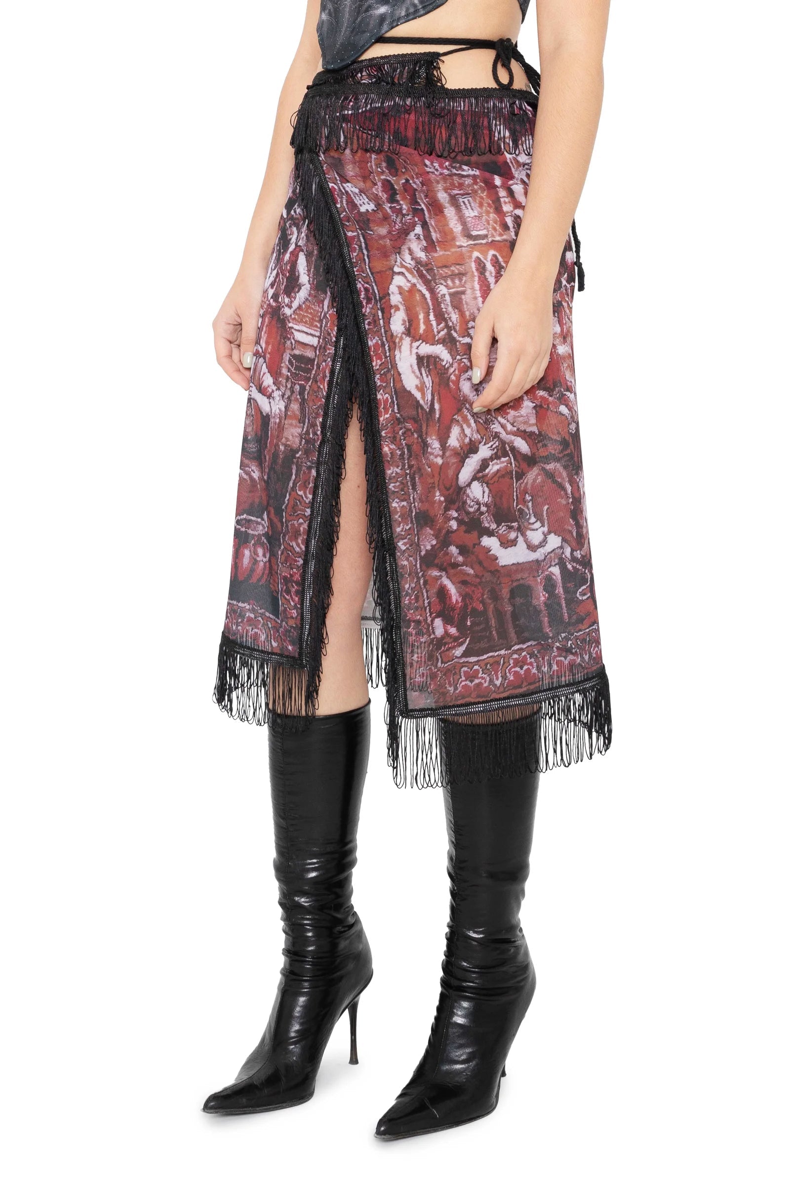 Desiring arabs wrap midi mesh skirt